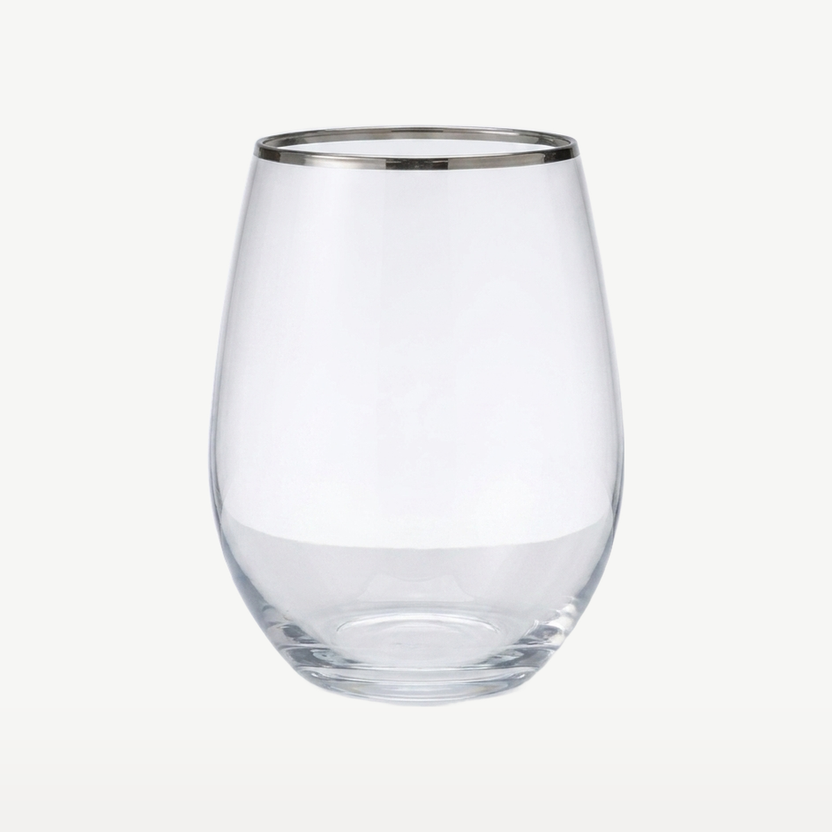 J-Line Waterglas Bol Zilveren Rand Transparant/Zilver - Glazen.nl