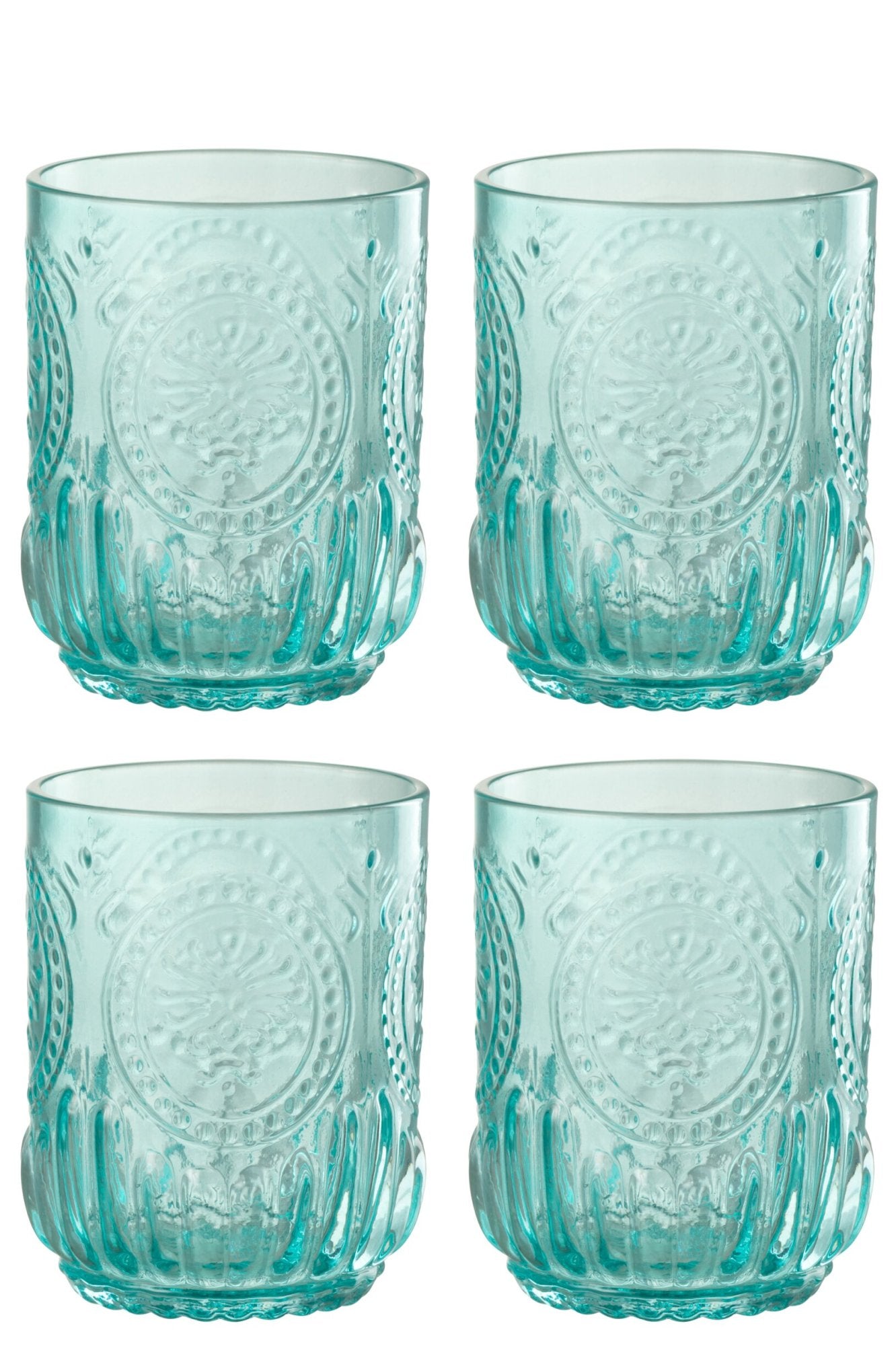 J-Line Maya Waterglas 32 Cl Turquoise - 4 Stuks
