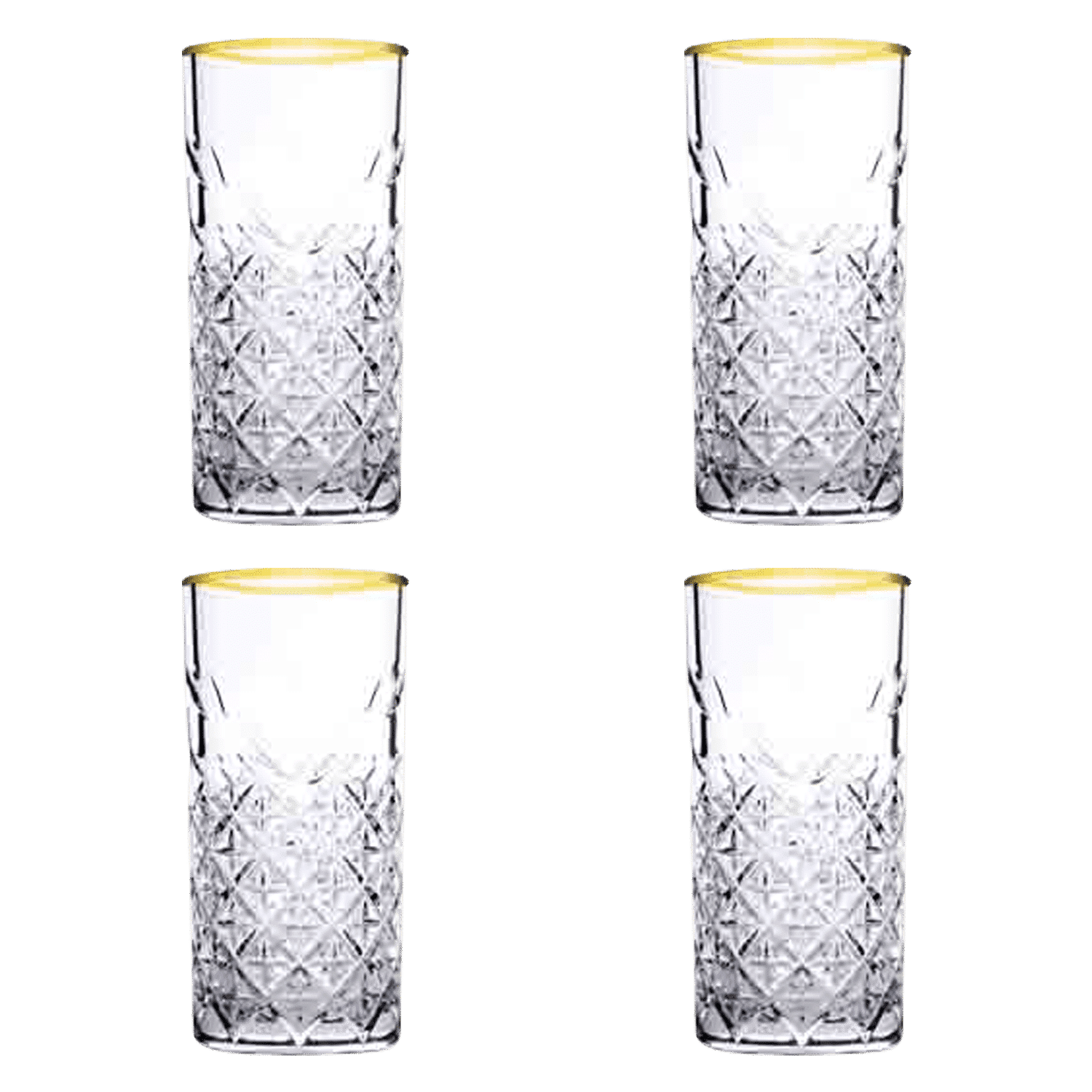 Pasabahce Timeless Longdrinkglas 45 Cl Gouden Rand - 4 Stuks - Glazen.nl