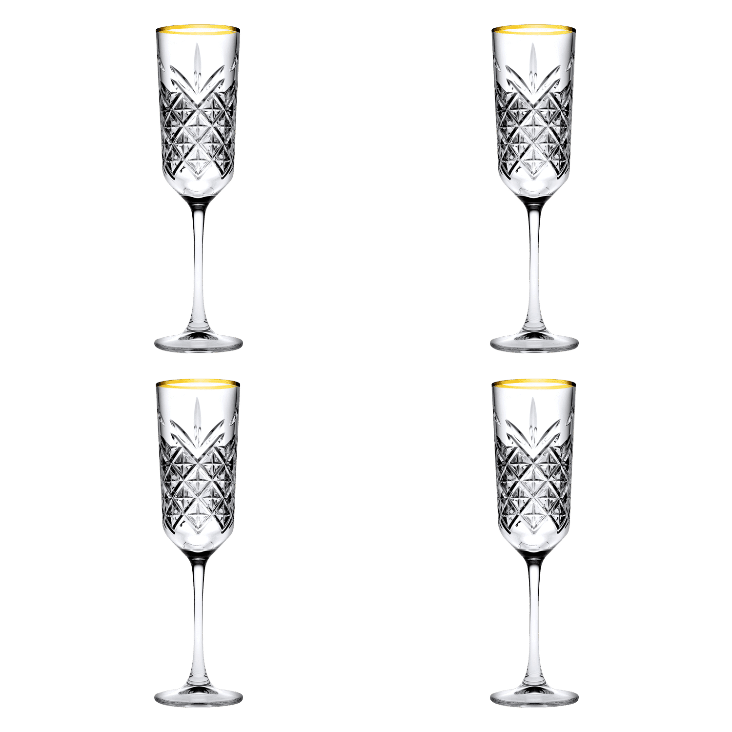 Pasabahce Timeless Champagneglas / Flute 17,5 Cl Gouden Rand - 4 Stuks - Glazen.nl