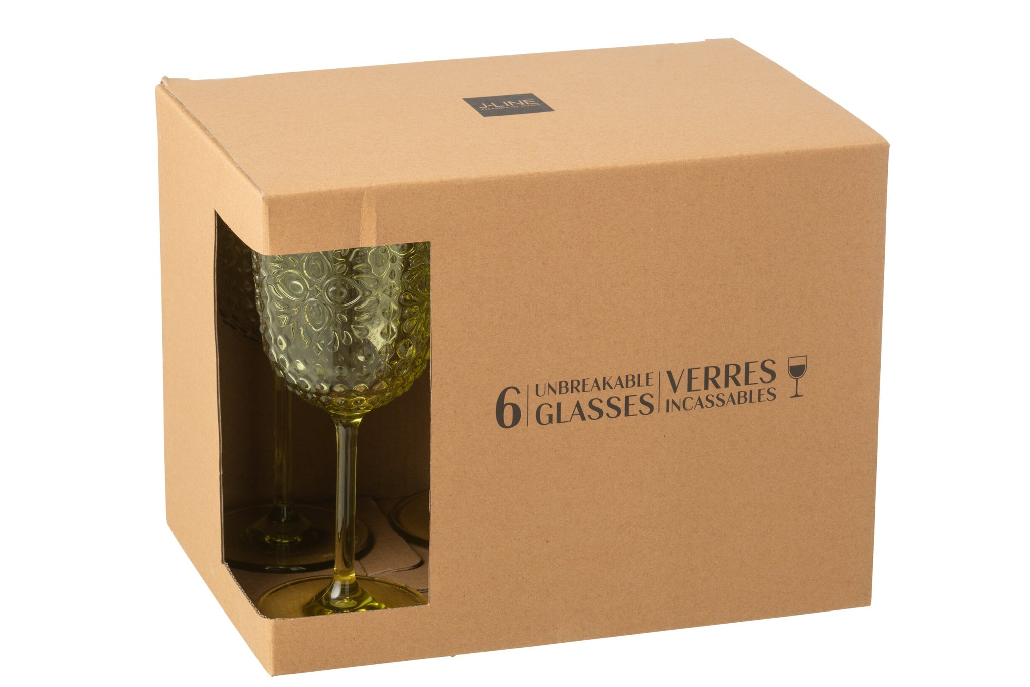 J-Line Wijnglas 41,4 Cl Onbreekbaar Groen - 6 Stuks
