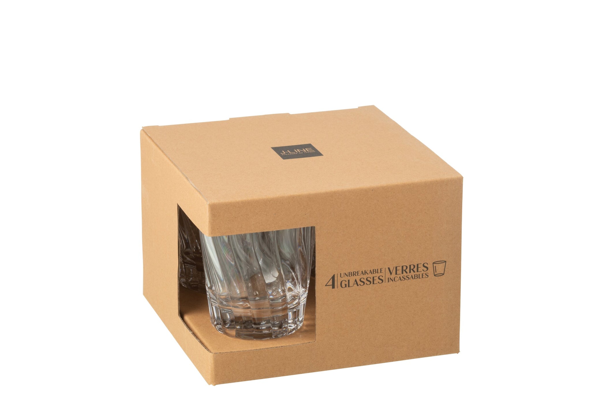 J-Line Water Glass 42,5 Cl Unbreakable Transparent - 4 Pieces