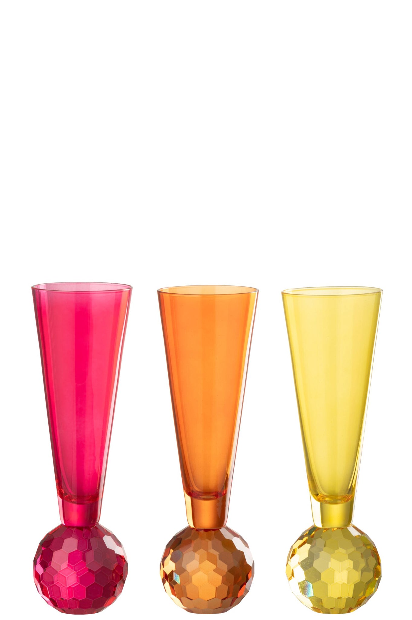 J-Line Champagne Glass Globe Yellow/Orange Assorted - 3 Pieces