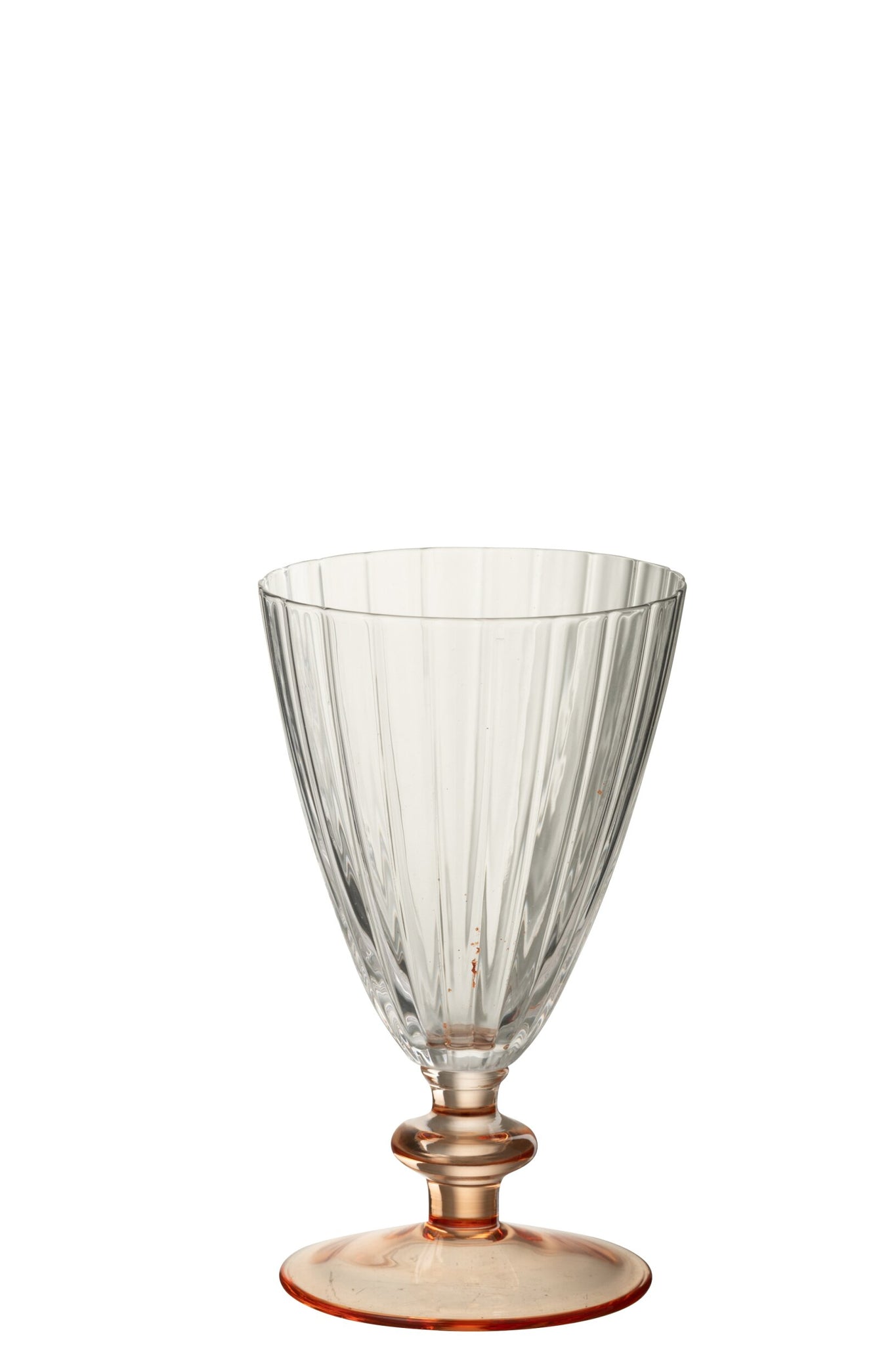 J-Line Waterglas Gestreept Transparant/Zalmroze