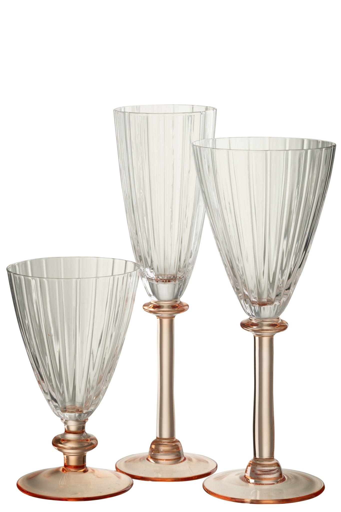 J-Line Champagneglas Gestreept Transparant/Zalmroze