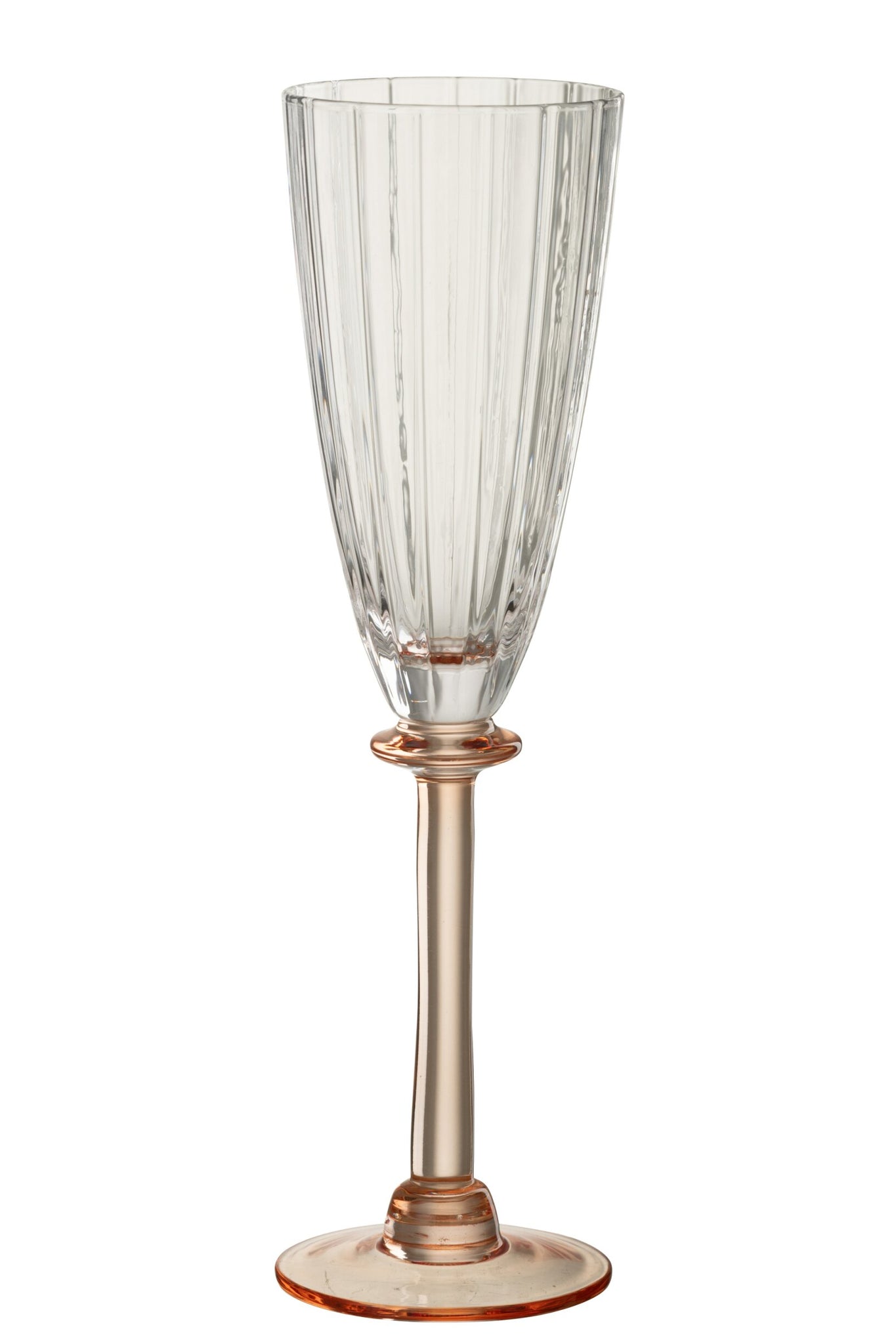 J-Line Champagneglas Gestreept Transparant/Zalmroze