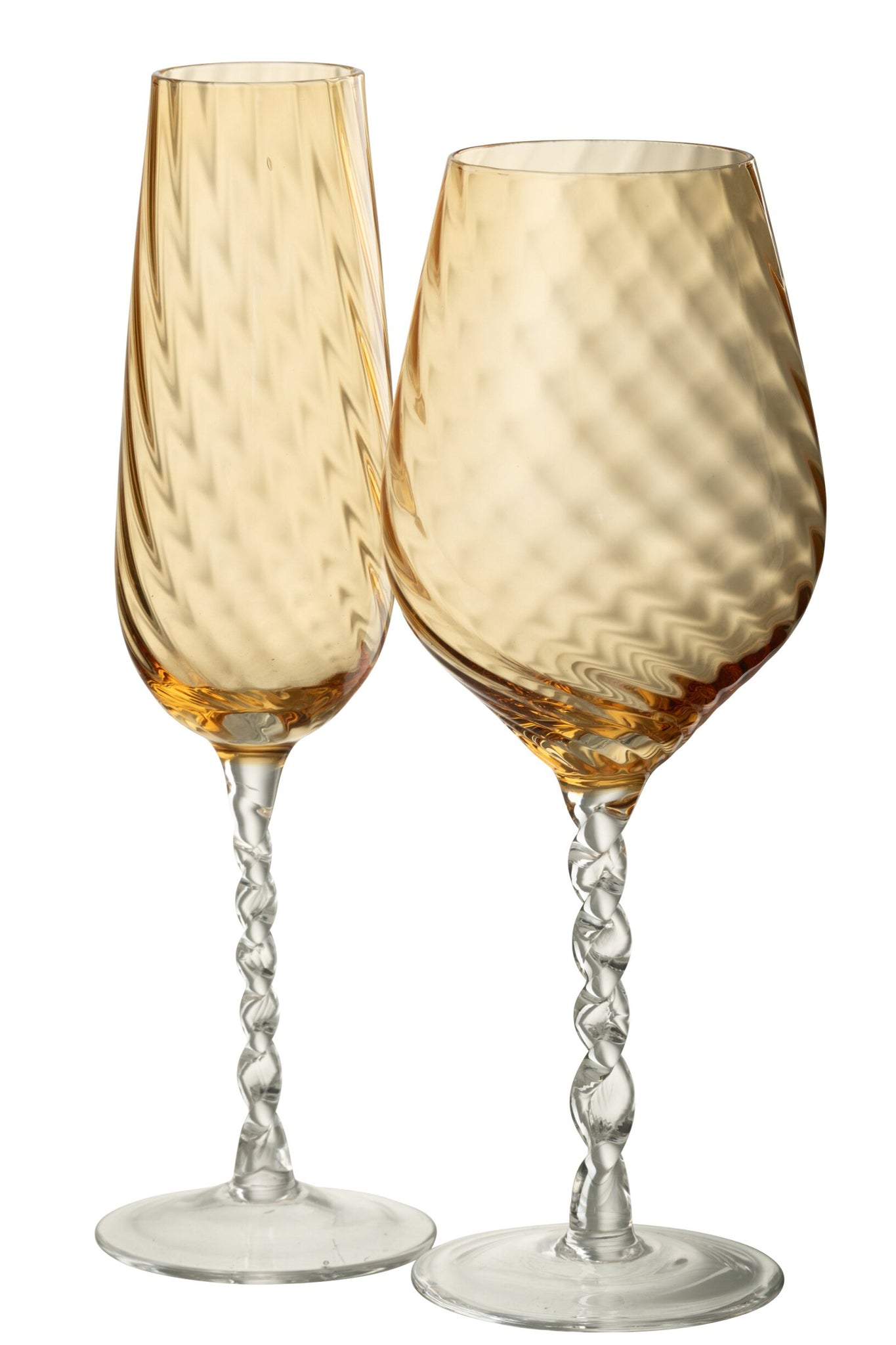 J-Line Striped Champagne Glass Caramel