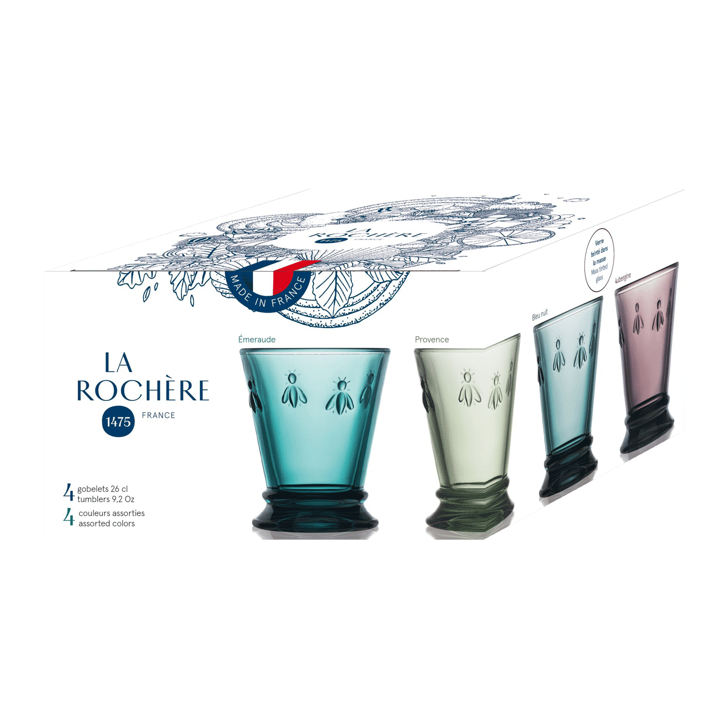 La Rochère Abeille Tumblers 26 cl Assorti - 4 Stuks - Glazen.nl
