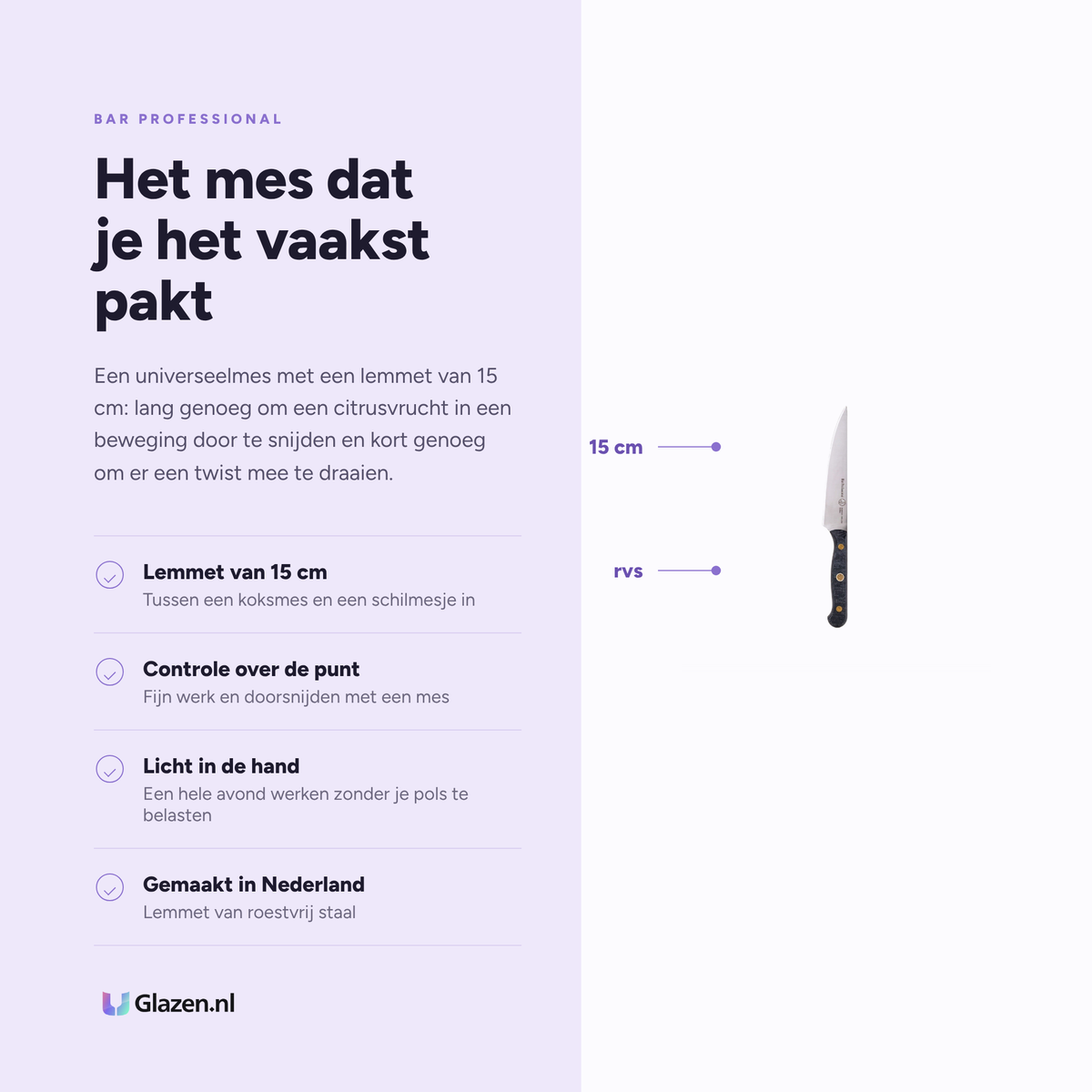 Bar Professional universeelmes 15 cm eigenschappen - Glazen.nl