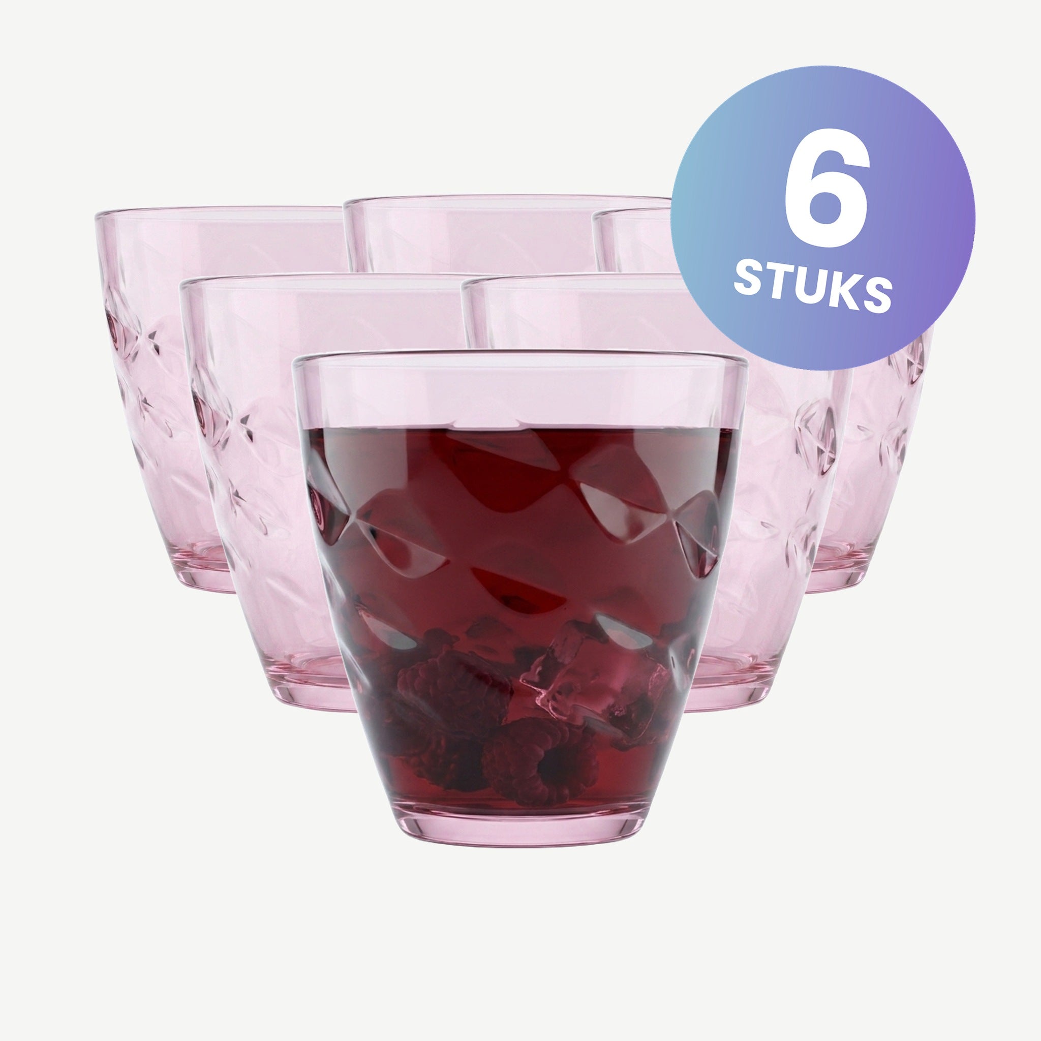 Bormioli Rocco Flora Tumbler 25 Cl Roze - set van 6 glazen
