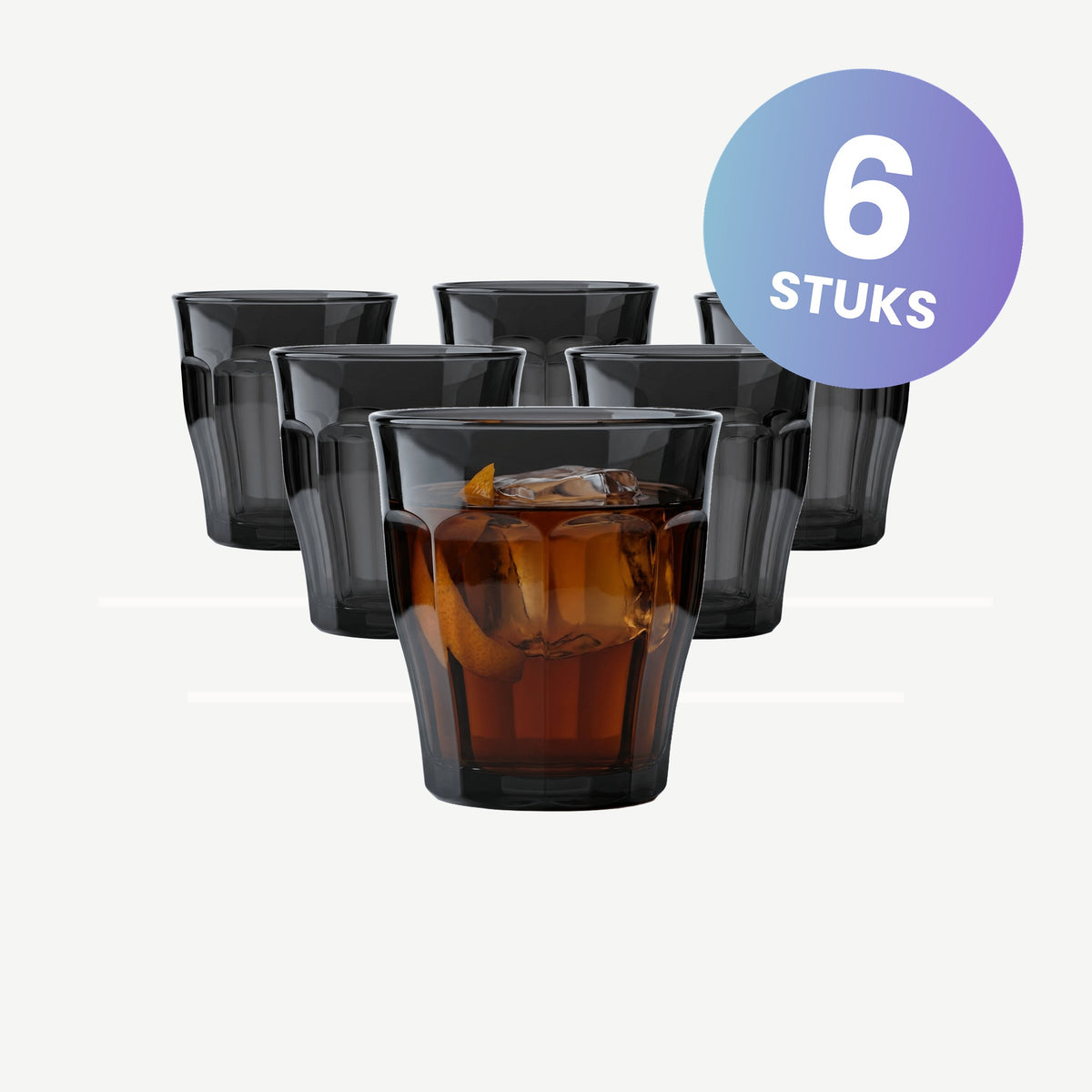Duralex Picardie Tumbler 25 Cl Zwart - set van 6 glazen