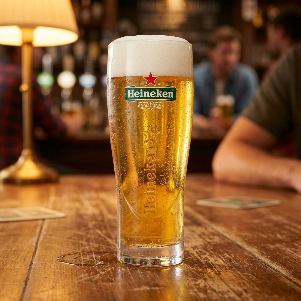 Heineken Ellipse bierglas 50 cl ingeschonken met pils en schuimkraag