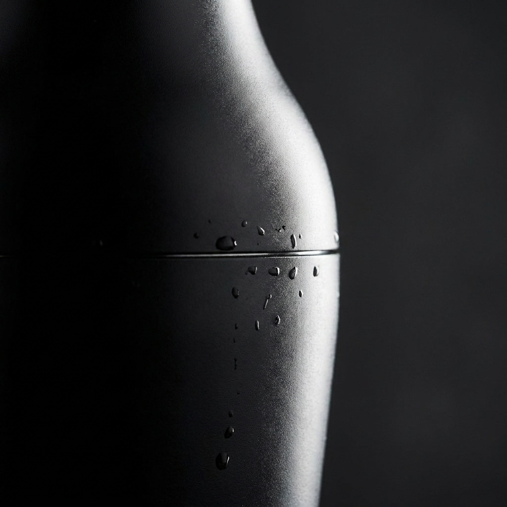 Detailfoto van de naad tussen bol en beker van de zwarte Parisian shaker