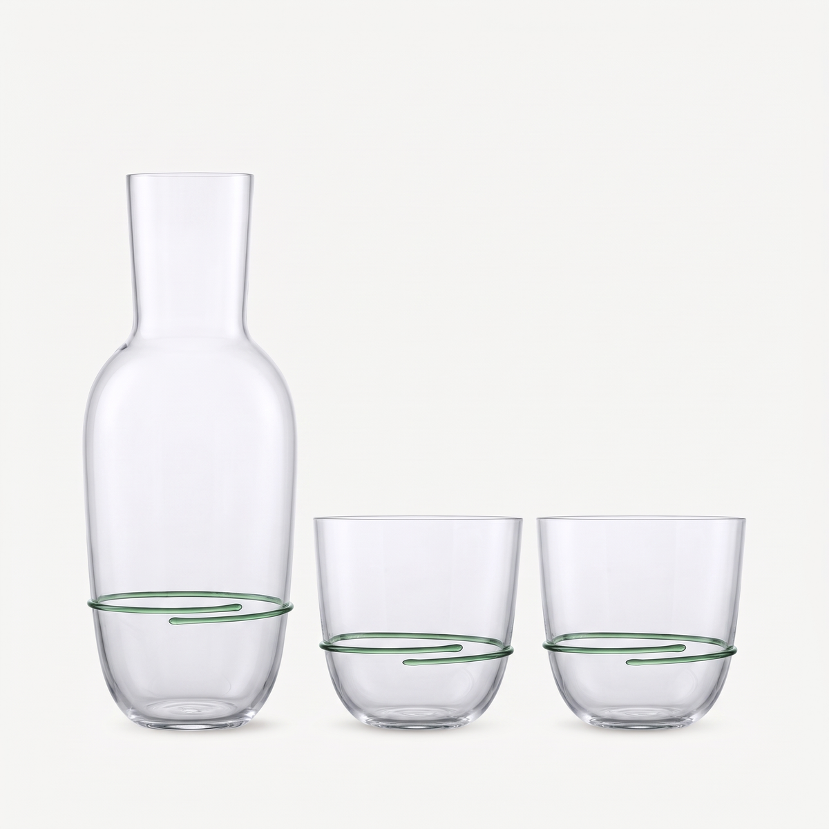 Zwiesel Glas Aura set karaf met twee lege tumblers groen