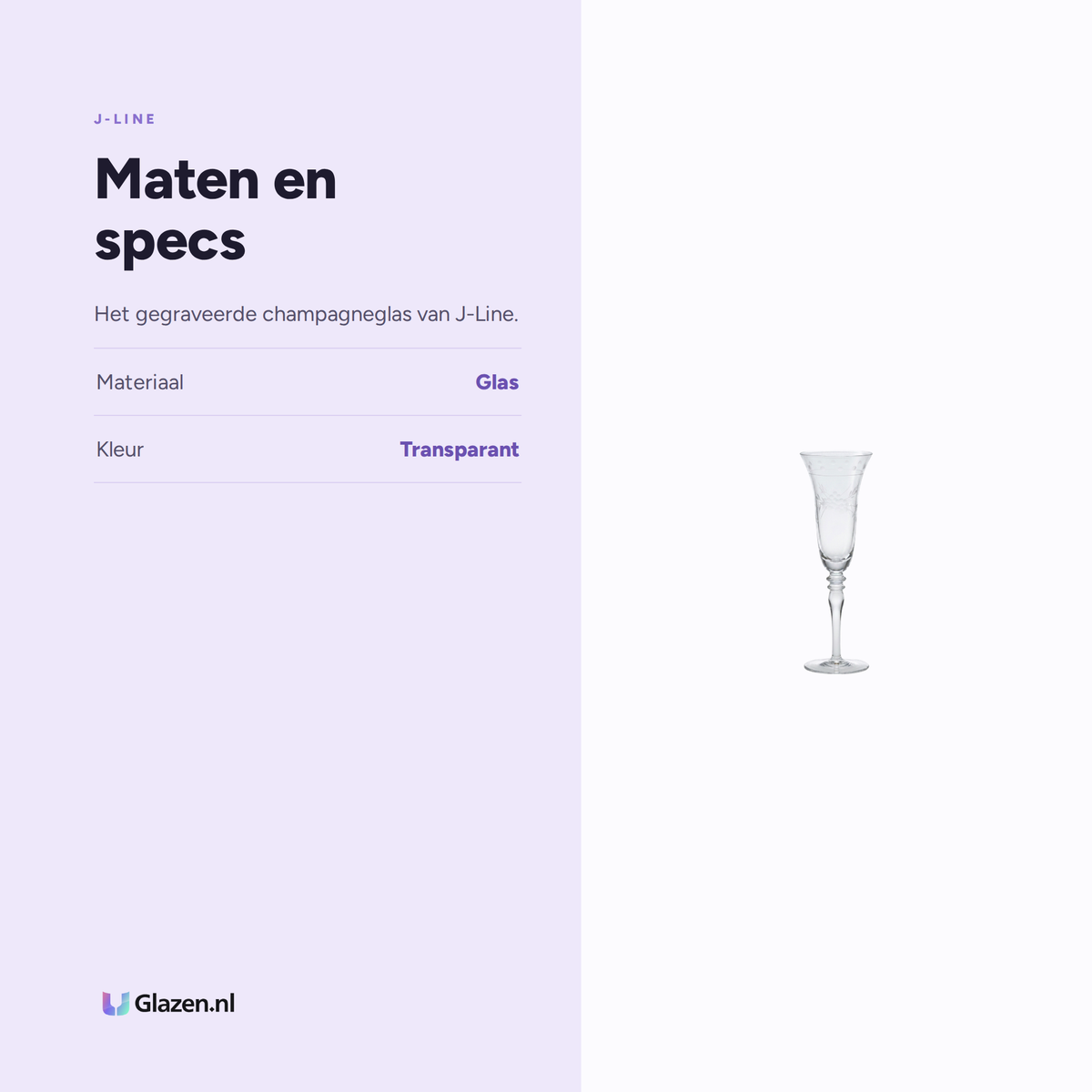 Maten en specs van J-Line Champagneglas Gegraveerd Transparant
