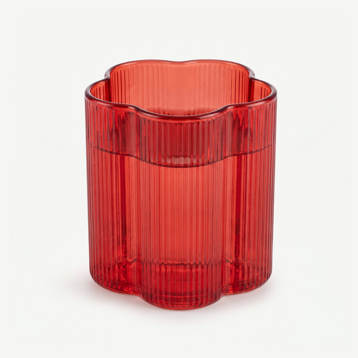 J-Line Fiore Waterglas Rood gevuld op gebroken witte achtergrond