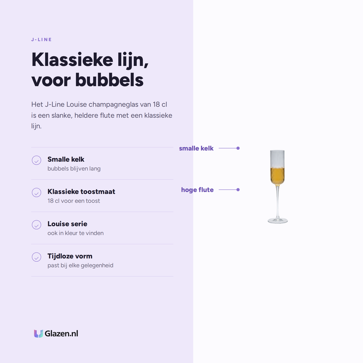 Eigenschappen van J-Line Louise Champagneglas 18 Cl Transparant