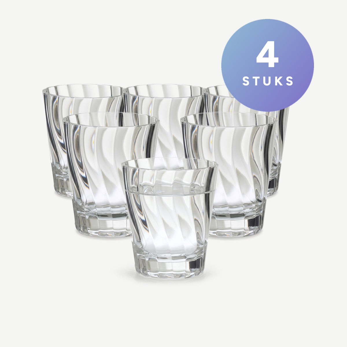 J-Line Waterglas 42,5 Cl Onbreekbaar Transparant - 4 Stuks set van 4