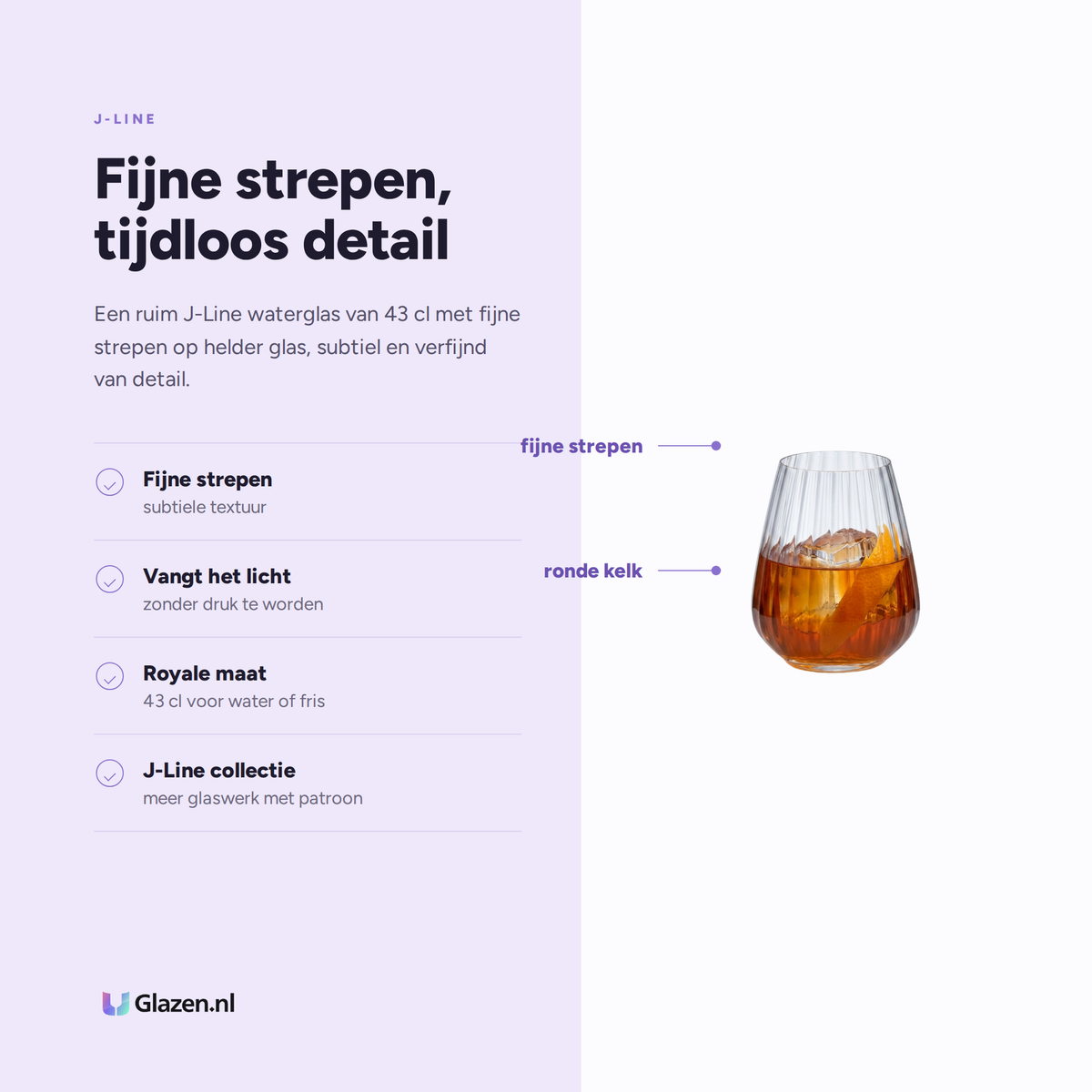 Eigenschappen van J-Line Waterglas 43 Cl Strepen Transparant