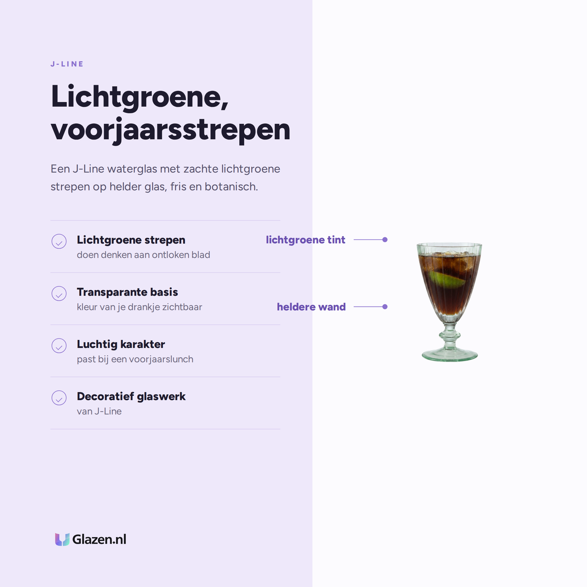 Eigenschappen van J-Line Waterglas Gestreept Transparant/Lichtgroen