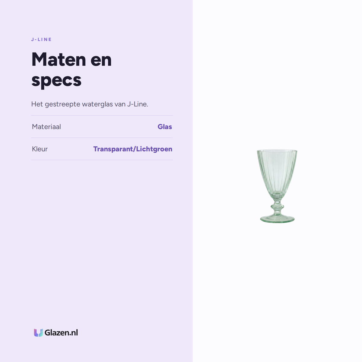 Maten en specs van J-Line Waterglas Gestreept Transparant/Lichtgroen