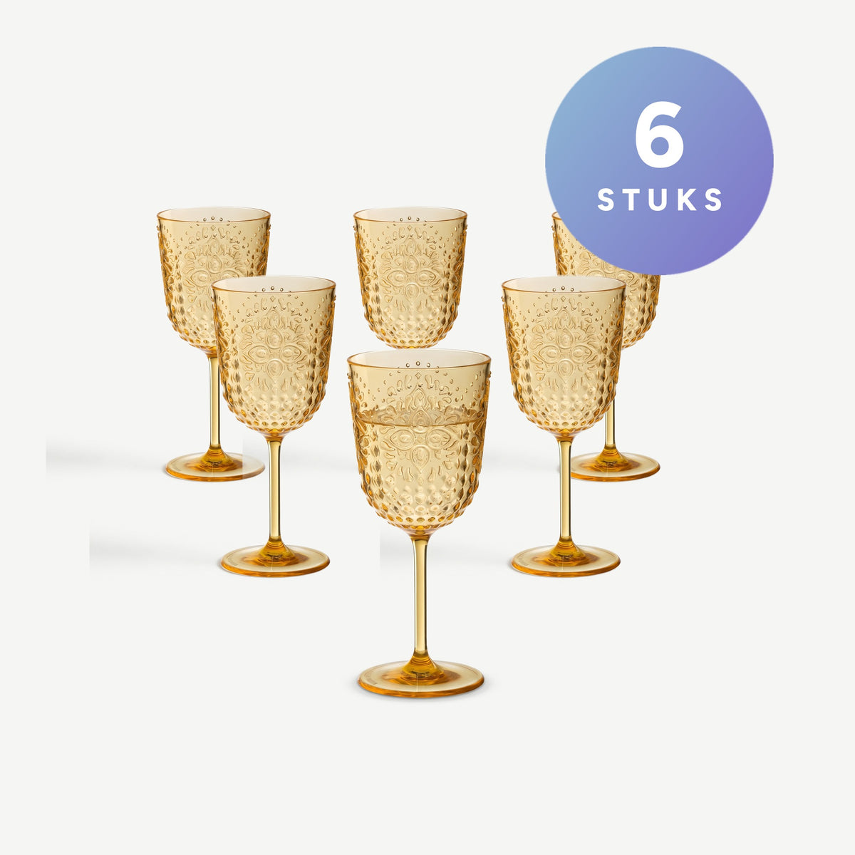 J-Line Wijnglas 41,4 Cl Kunststof Geel - 6 Stuks, set van 6