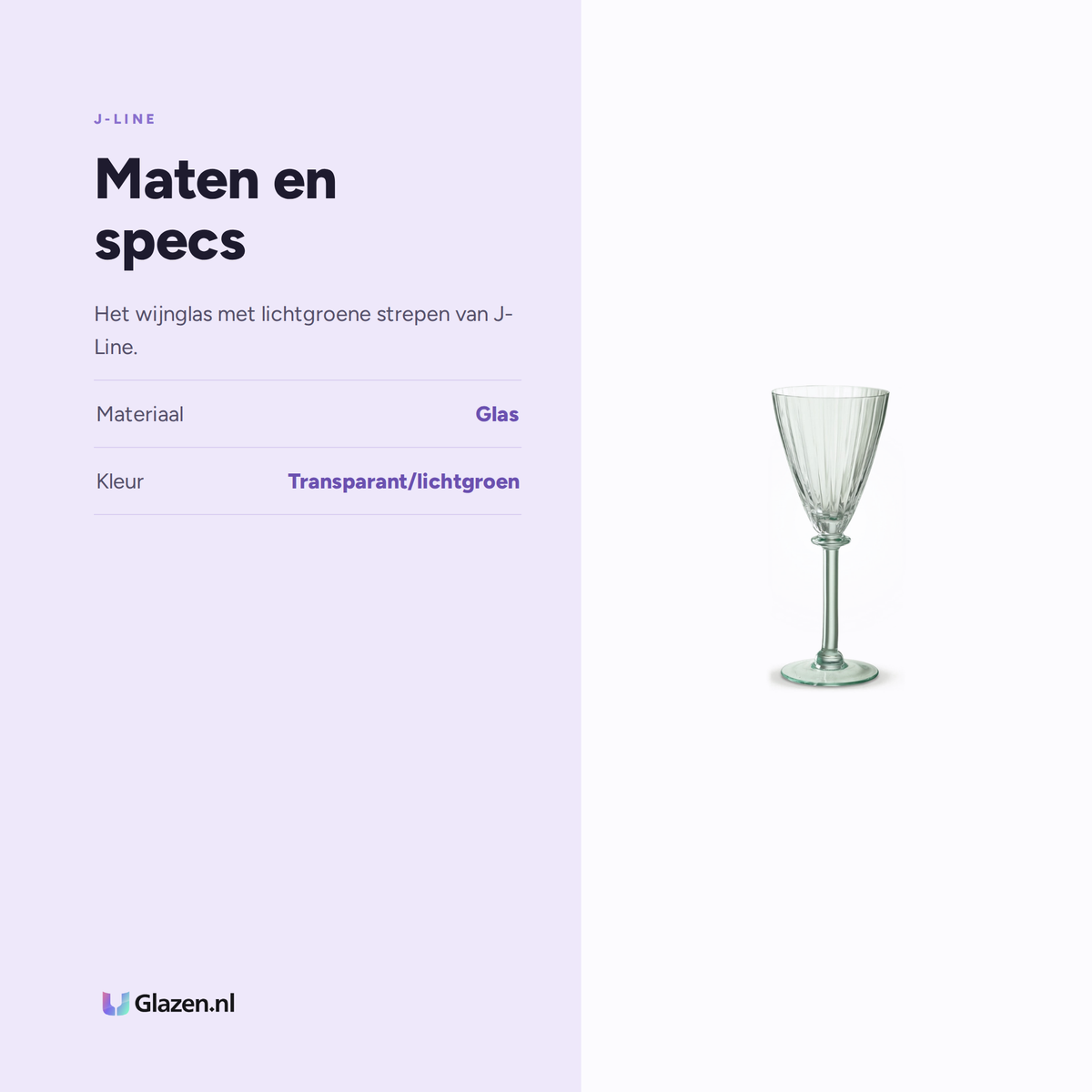 Maten en specs van J-Line Wijnglas Gestreept Transparant/Lichtgroen
