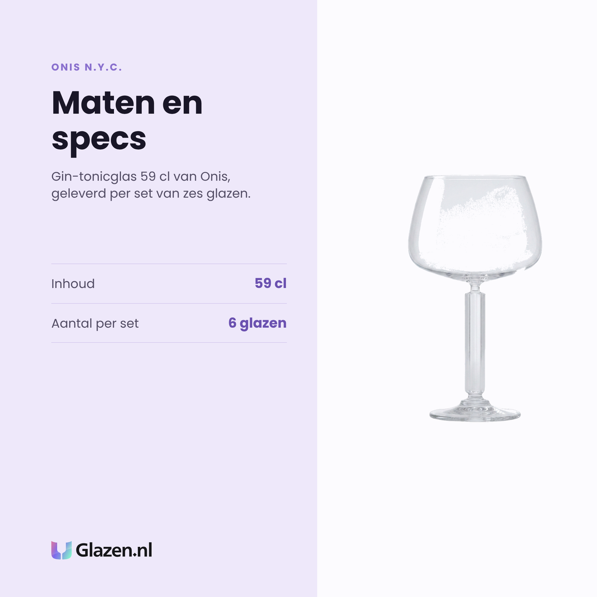Onis N.Y.C. gin-tonicglas 59 cl specificaties: inhoud 59 cl, set van 6