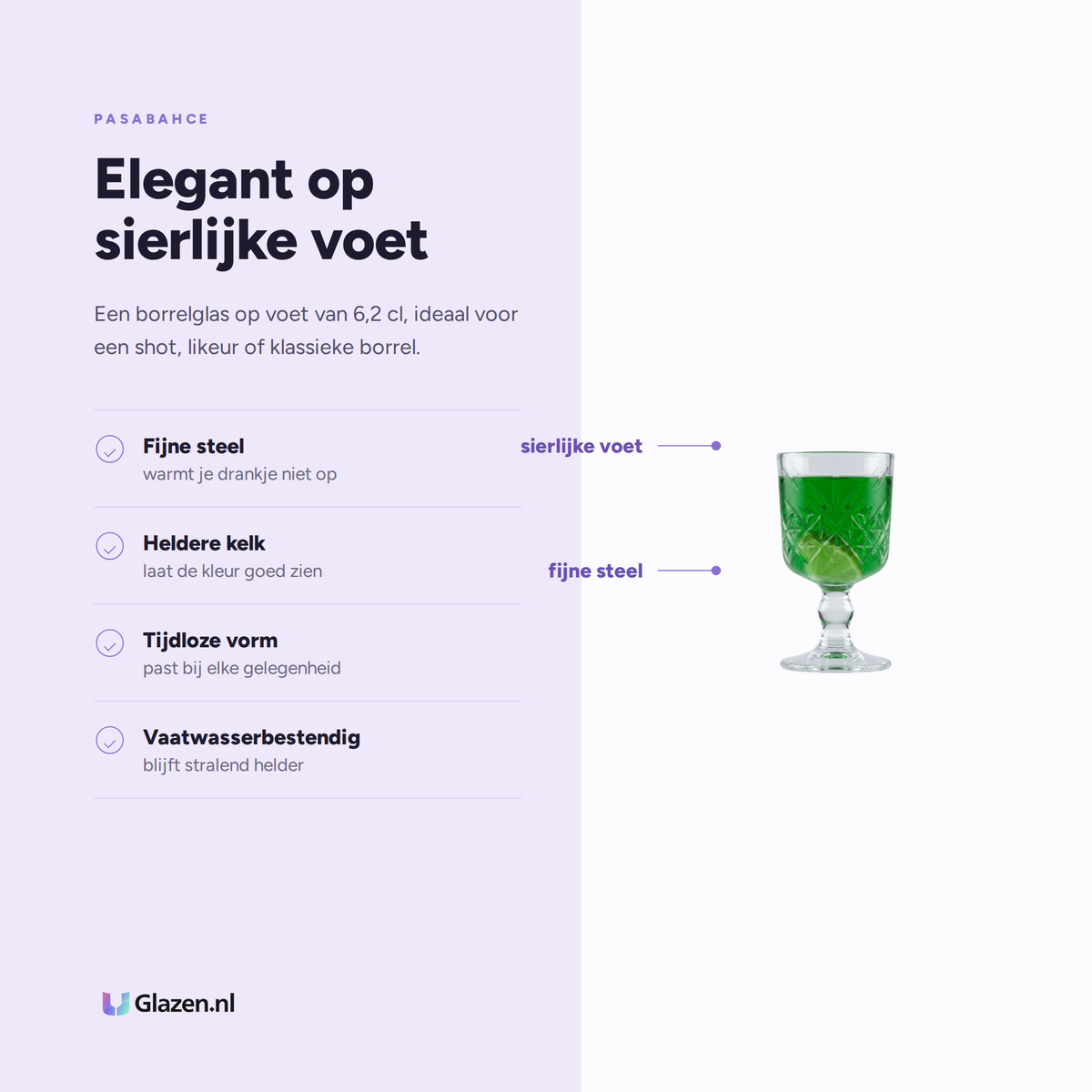Eigenschappen van Pasabahce Timeless Borrelglas op Voet 6.2 Cl