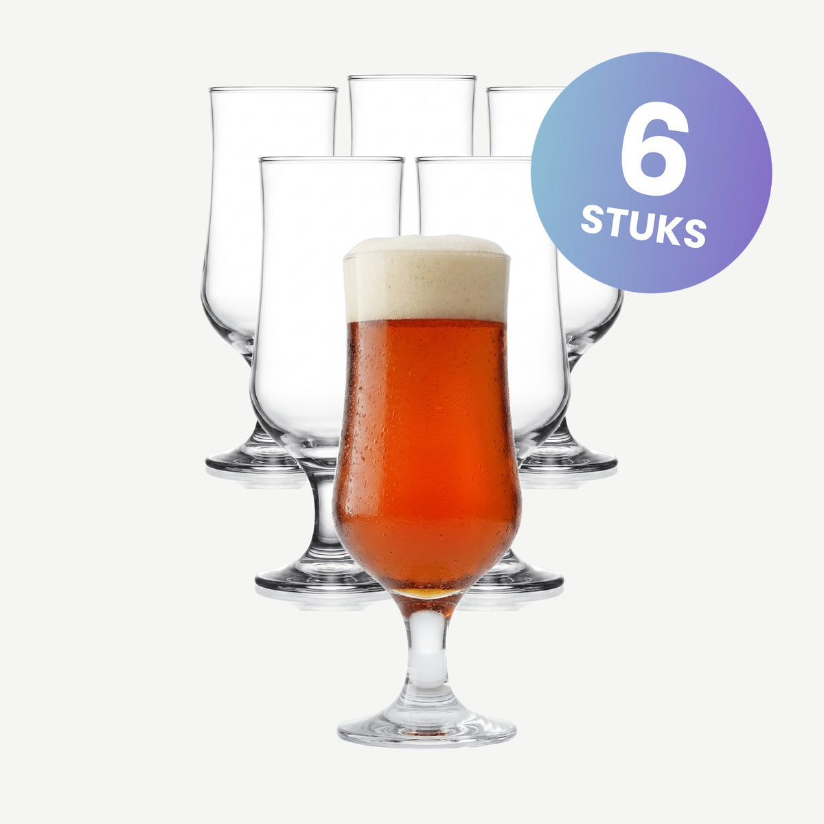 Pasabahce Tulipe Bierglas Op Voet 38,5 Cl - set van 6 glazen