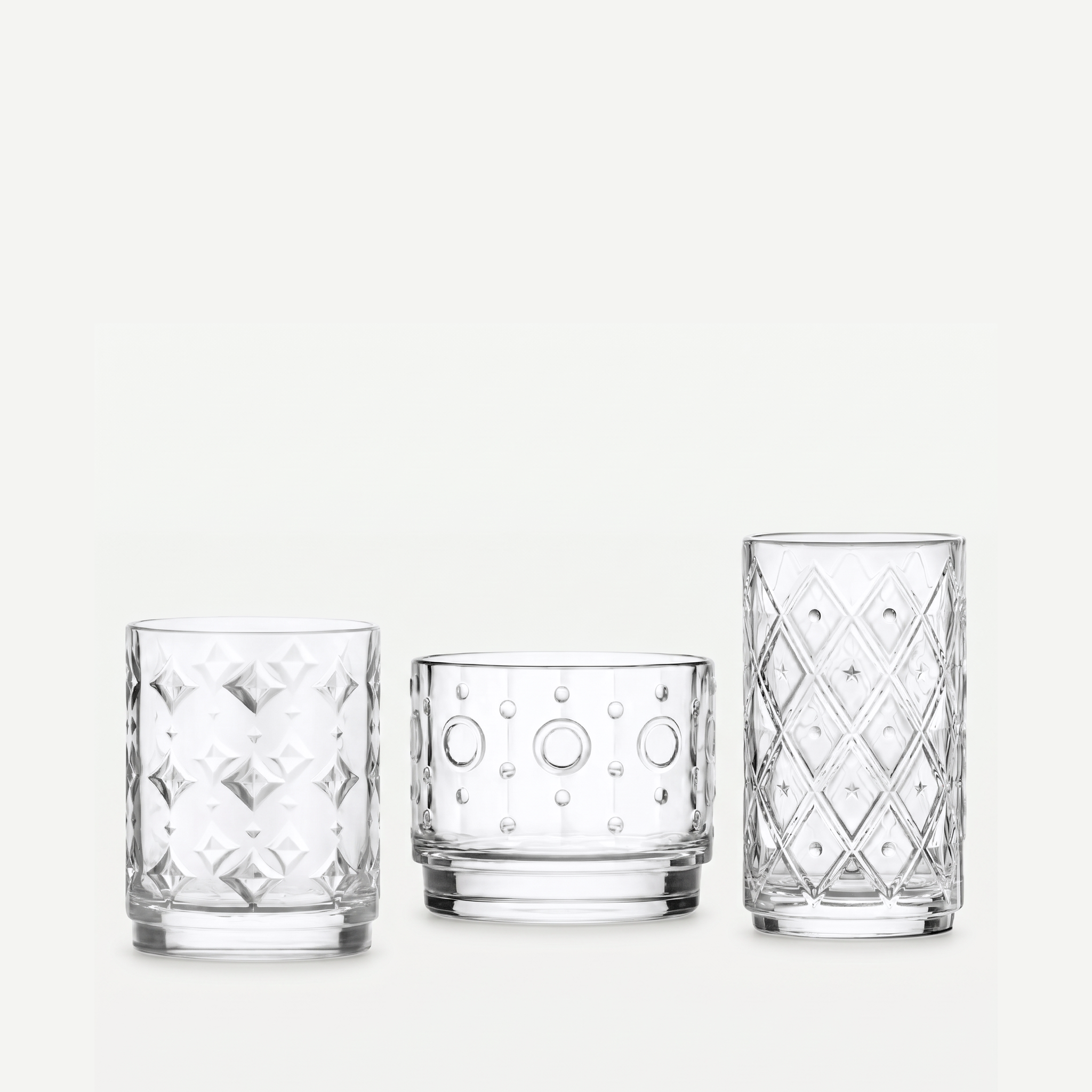 RCR Circus tumblerset met drie lege glazen