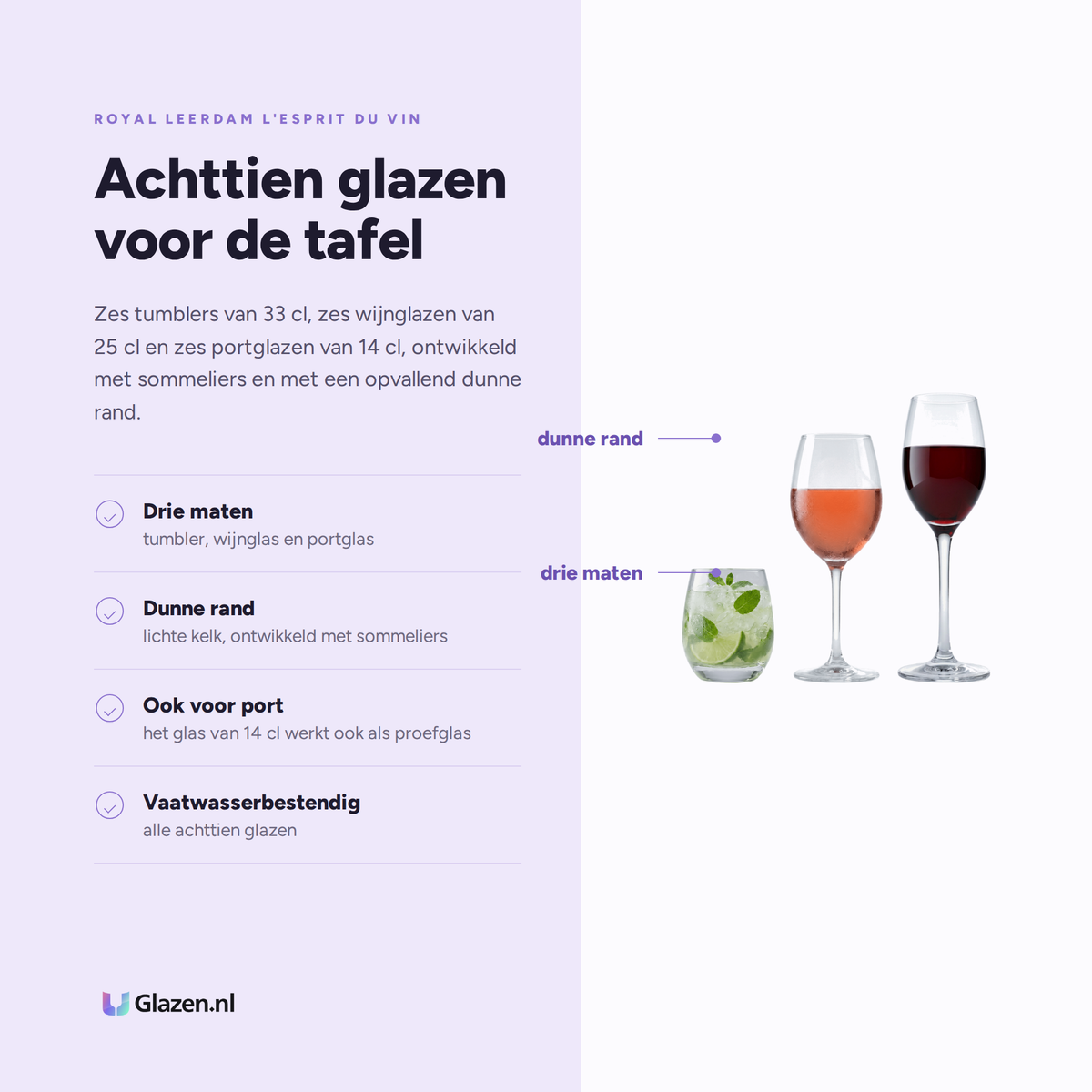 Eigenschappen van Royal Leerdam L'Esprit du Vin Set 18-Delig (Tumbler, Wijn & Port)