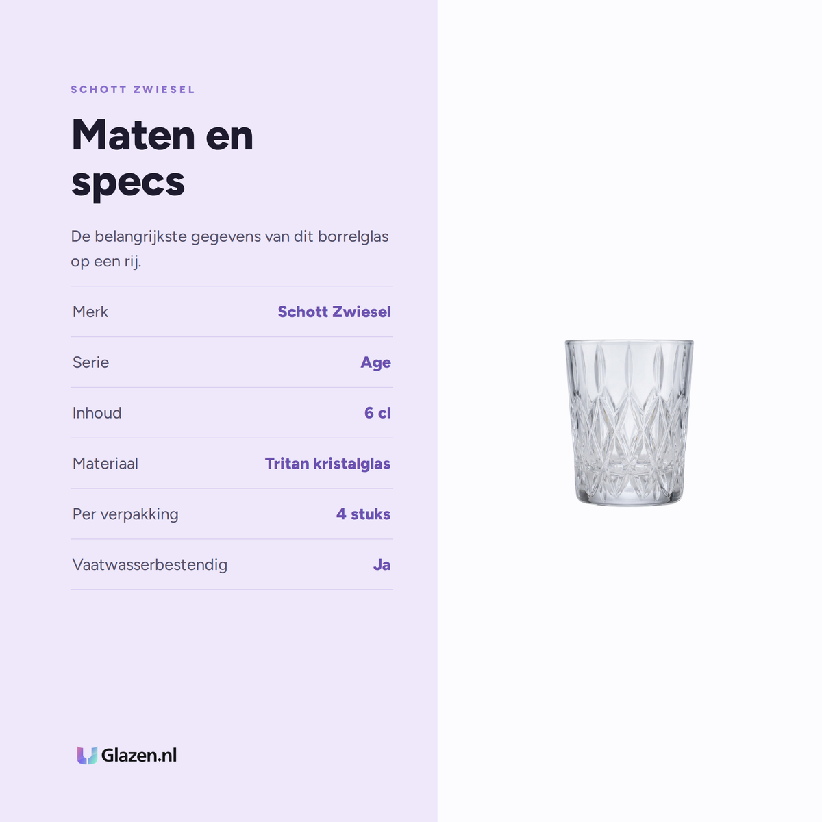 Schott Zwiesel Age Borrelglas 6 cl maten en specs