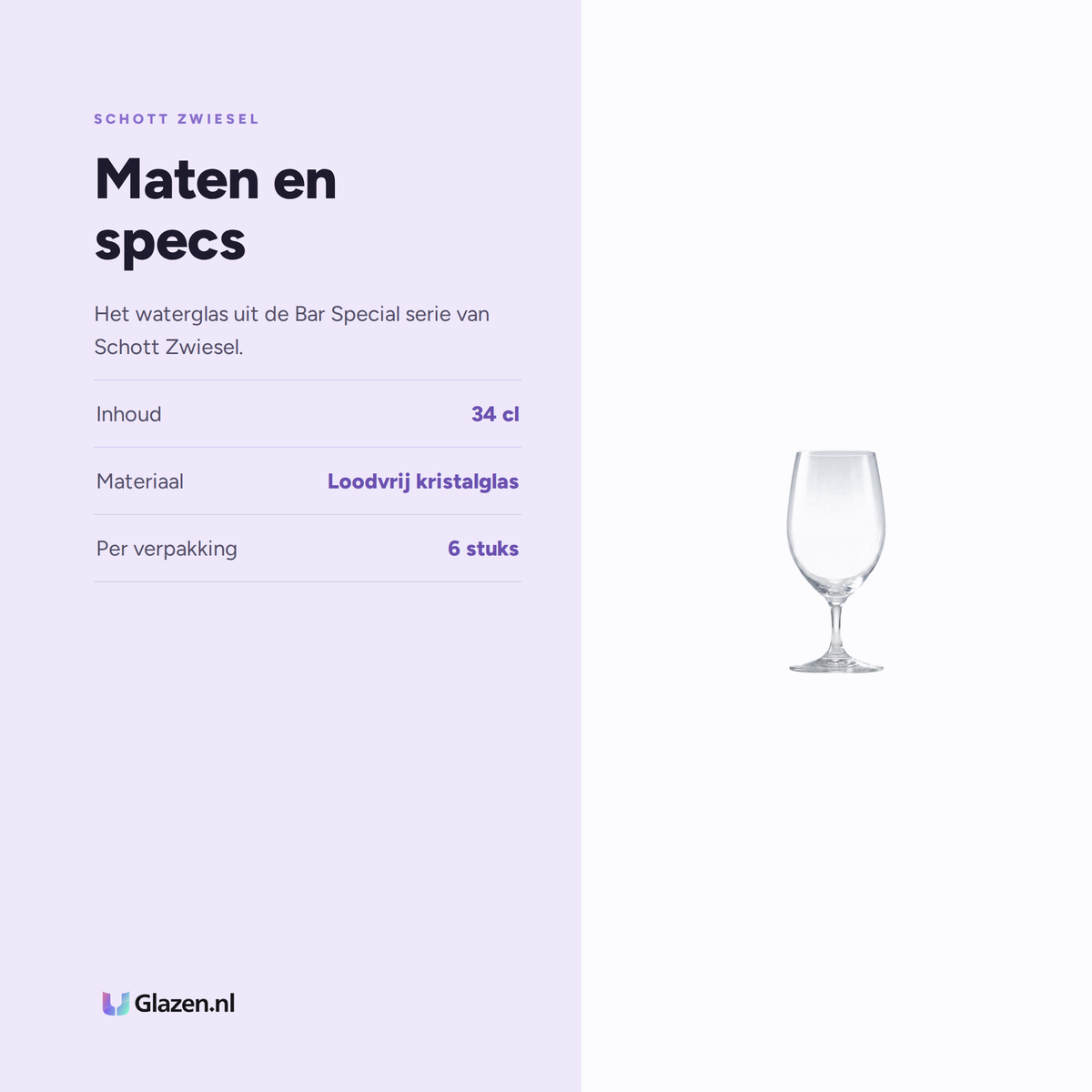 Maten en specs van Schott Zwiesel Bar Special Waterglas 34 Cl met Maatstreep