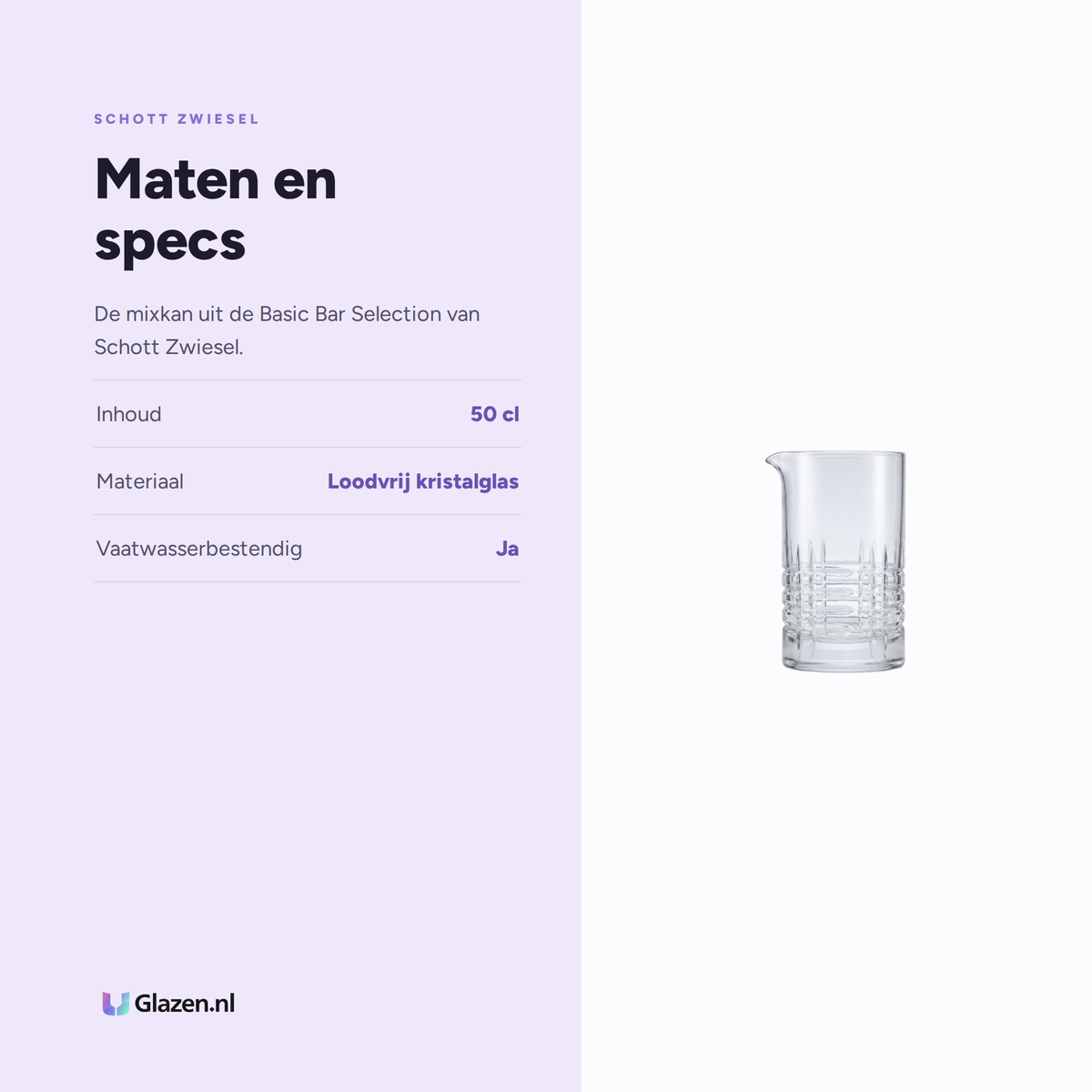 Maten en specs van Schott Zwiesel Basic Bar Selection Classic Mixkan 50 Cl