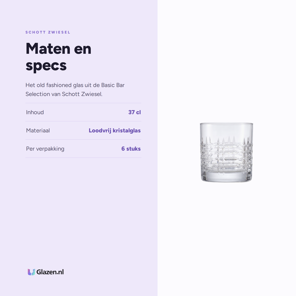Maten en specs van Schott Zwiesel Basic Bar Selection Classic Old Fashioned Glas 37 Cl