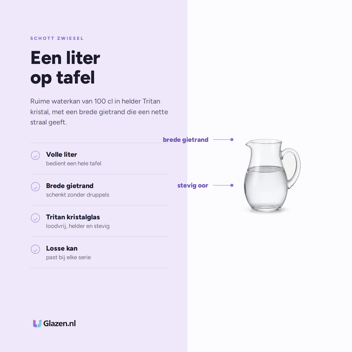 Schott Zwiesel Bistro Waterkan 100 Cl, eigenschappen