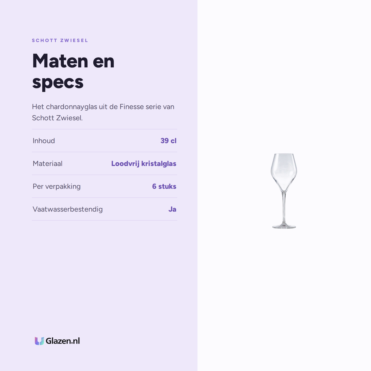 Maten en specs van Schott Zwiesel Finesse Chardonnayglas 39 Cl