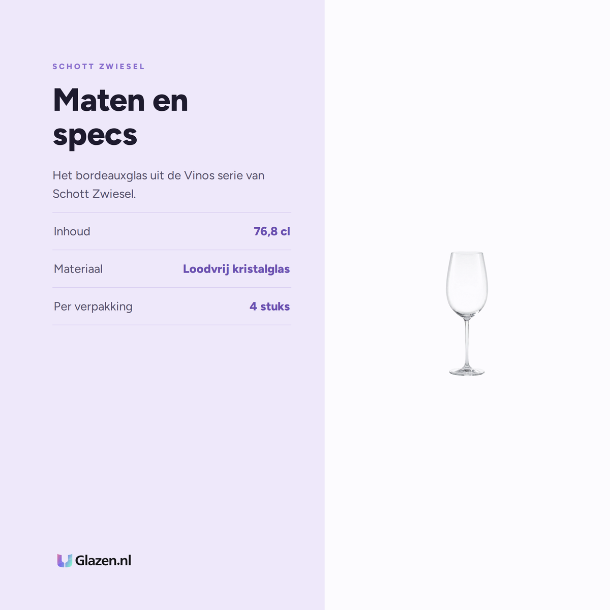 Maten en specs van Schott Zwiesel Vinos Bordeauxglas 76,8 Cl