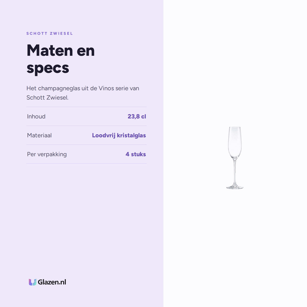 Maten en specs van Schott Zwiesel Vinos Champagneglas 23,8 Cl