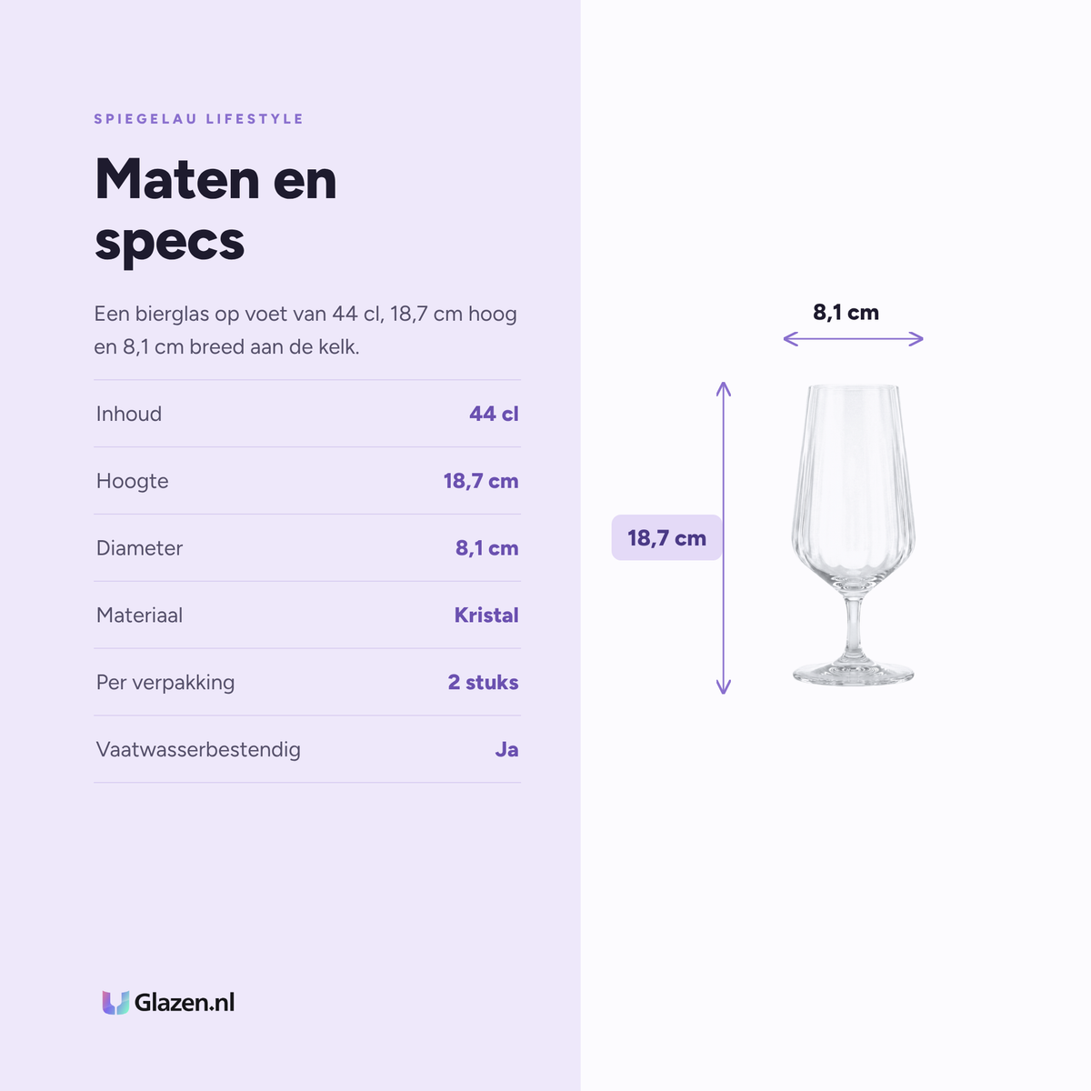 Spiegelau Lifestyle bierglas 44 cl maten en specificaties