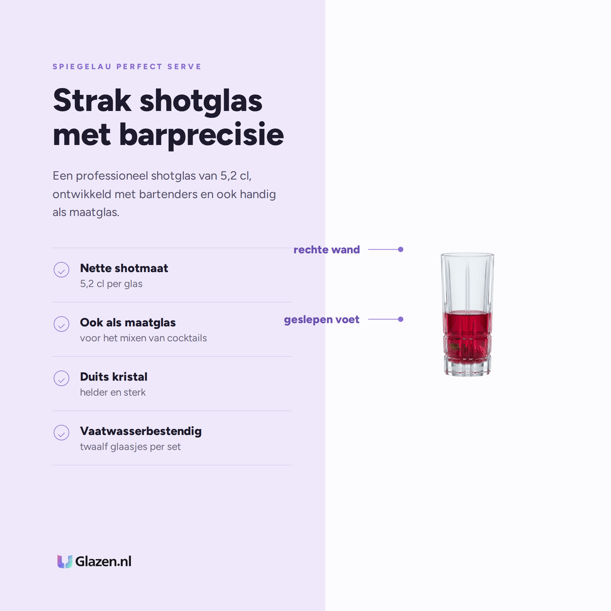 Spiegelau Perfect Serve Collection Shotglas 5,2 Cl, 12 Stuks eigenschappen: nette shotmaat, ook als maatglas, duits kristal, vaatwasserbestendig