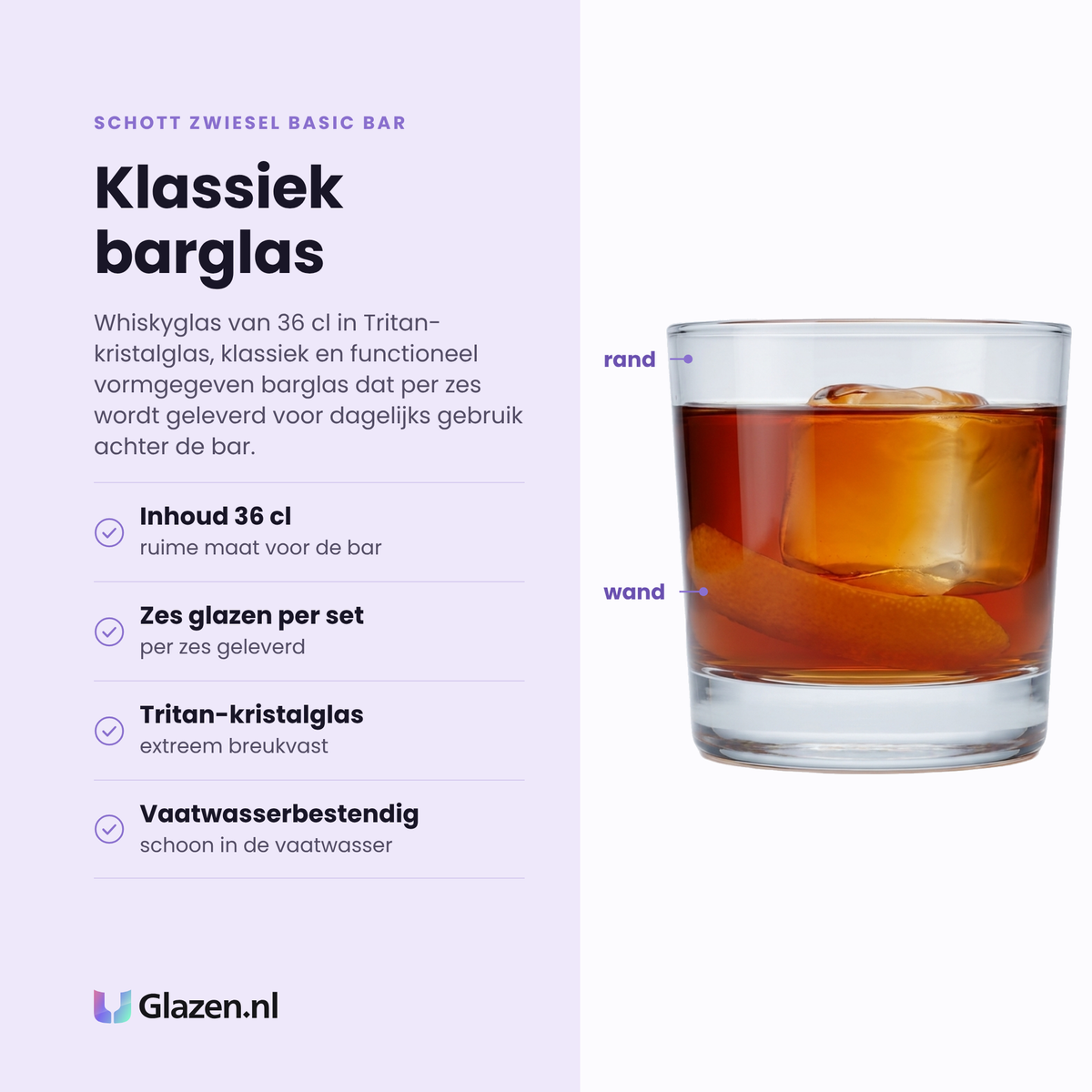 Schott Zwiesel Basic Bar whiskyglas 36 cl eigenschappen: inhoud 36 cl, zes glazen per set, tritan-kristalglas, vaatwasserbestendig