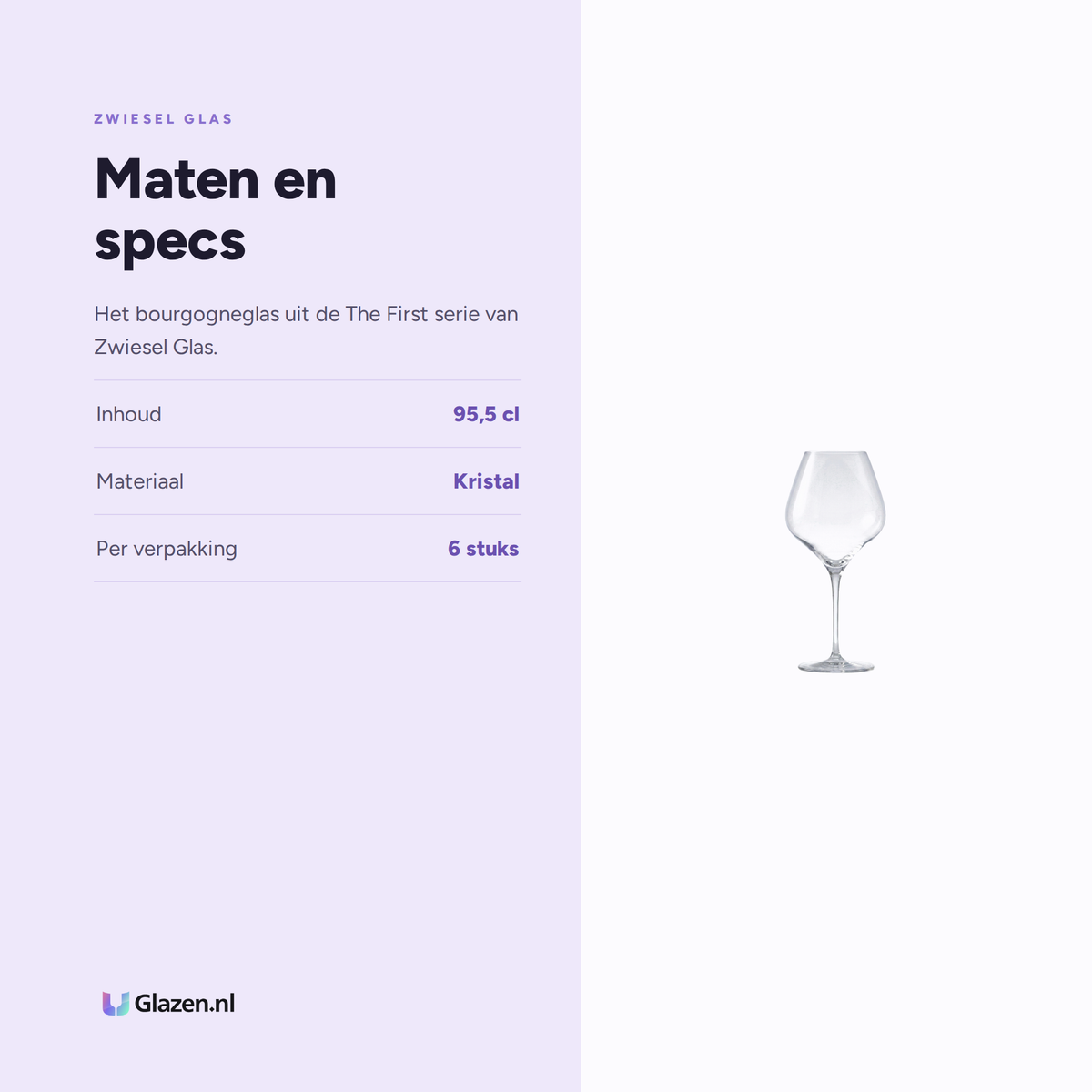 Maten en specs van Zwiesel Glas The First Bourgogneglas 95,5 Cl