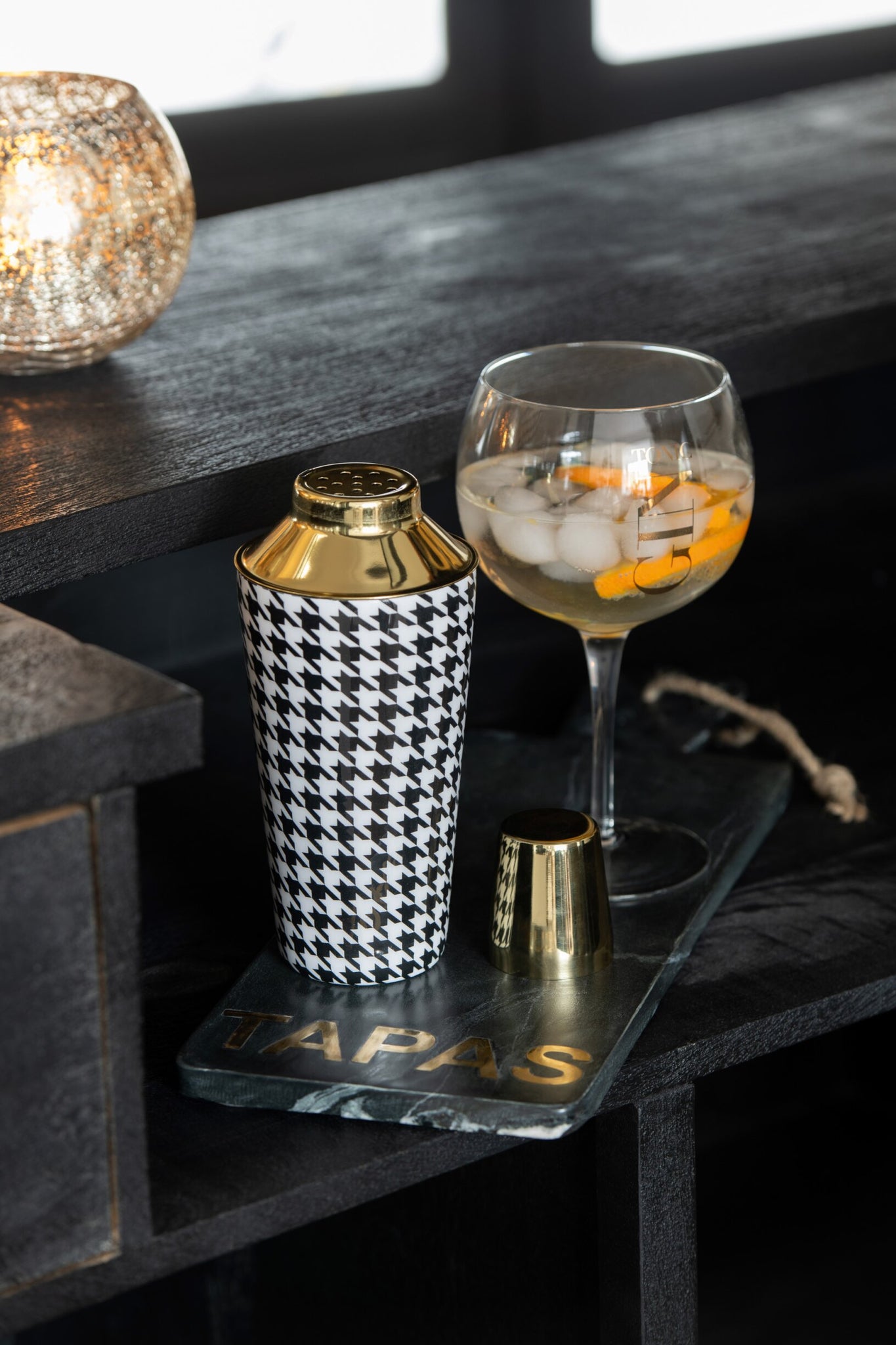 J-Line Gin Tonic Glas 88 Cl Transparant/Goud - 4 Stuks