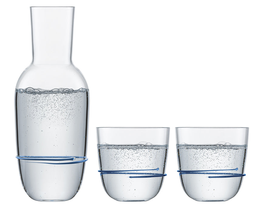 Zwiesel Glas Aura Set Karaf met 2 Tumblers Blauw - 3 Stuks