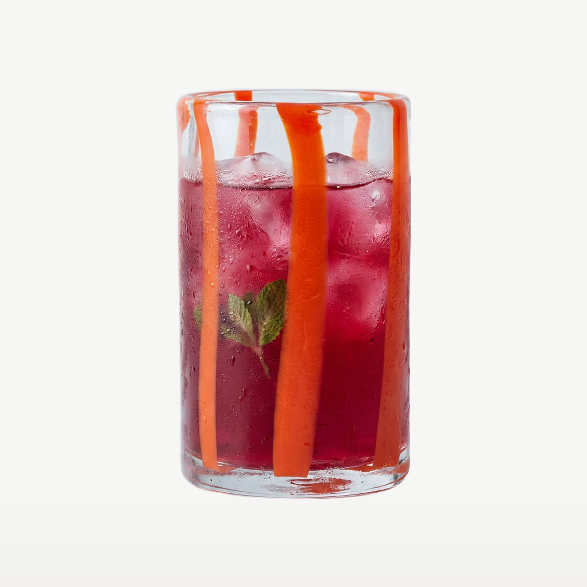 J-Line Waterglas Gestreept Transparant/Oranje - Glazen.nl