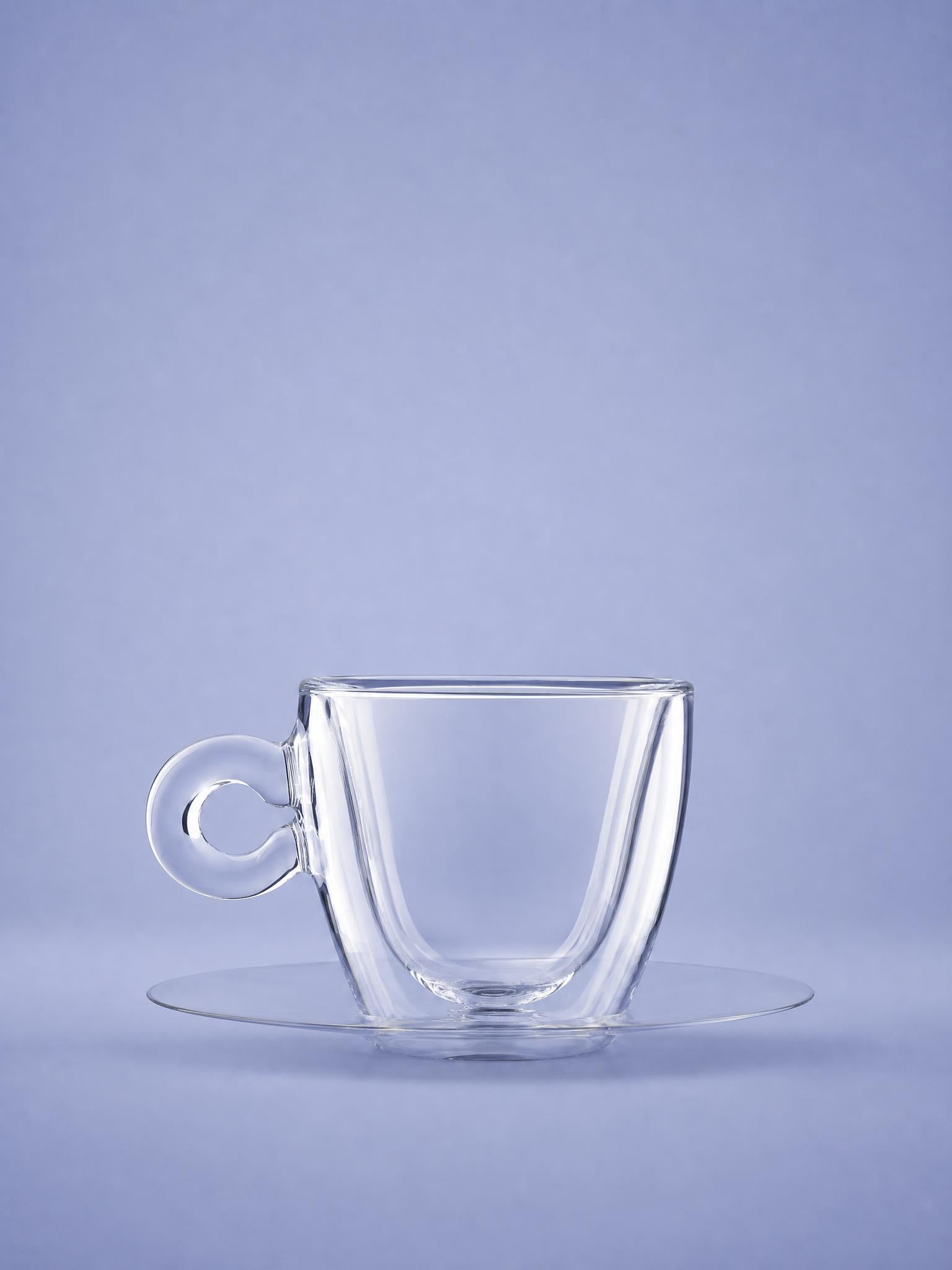 Luigi Bormioli Thermic Glass Cappuccinoglas 16,5 Cl Met Rvs Schotel - 2 Stuks