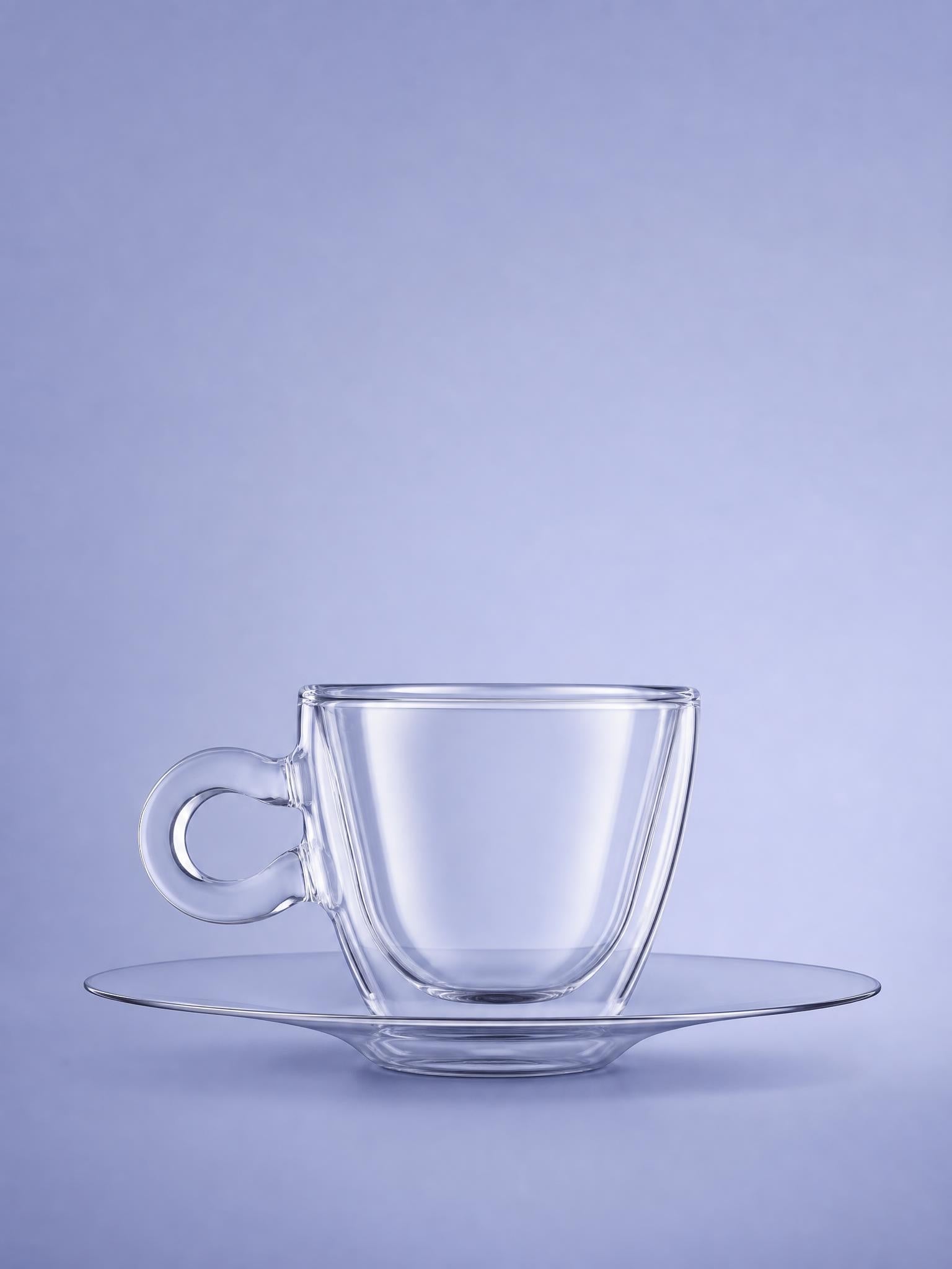 Luigi Bormioli Thermic Glass Espressoglas 6,5 Cl Met Rvs Schotel - 2 Stuks