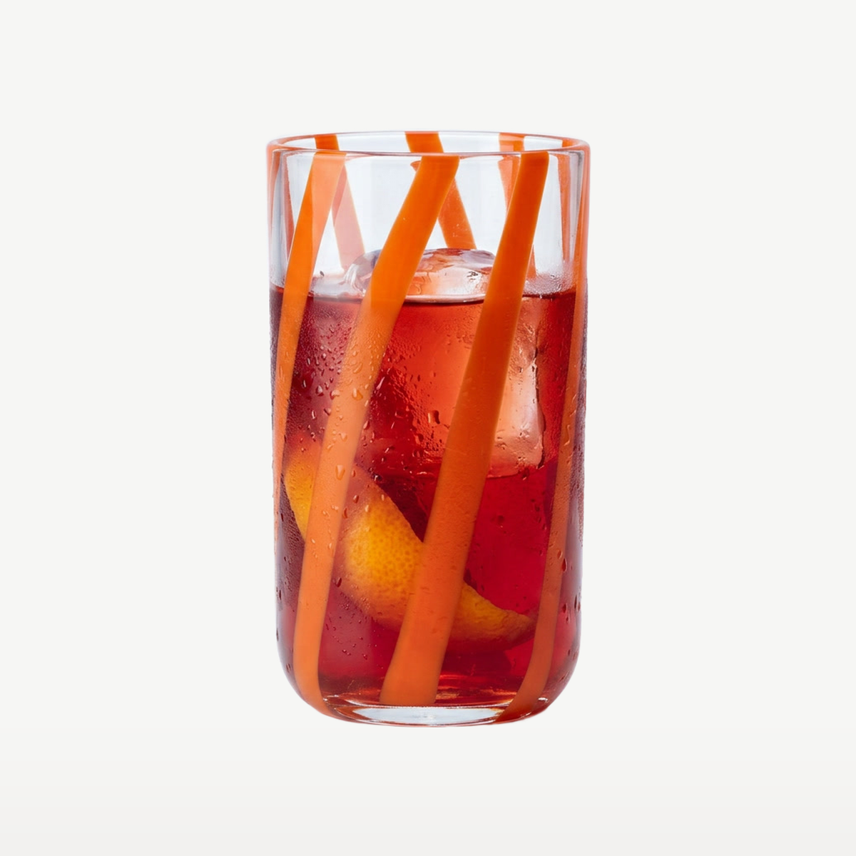 J-Line Waterglas Gestreept Transparant/Oranje - Glazen.nl